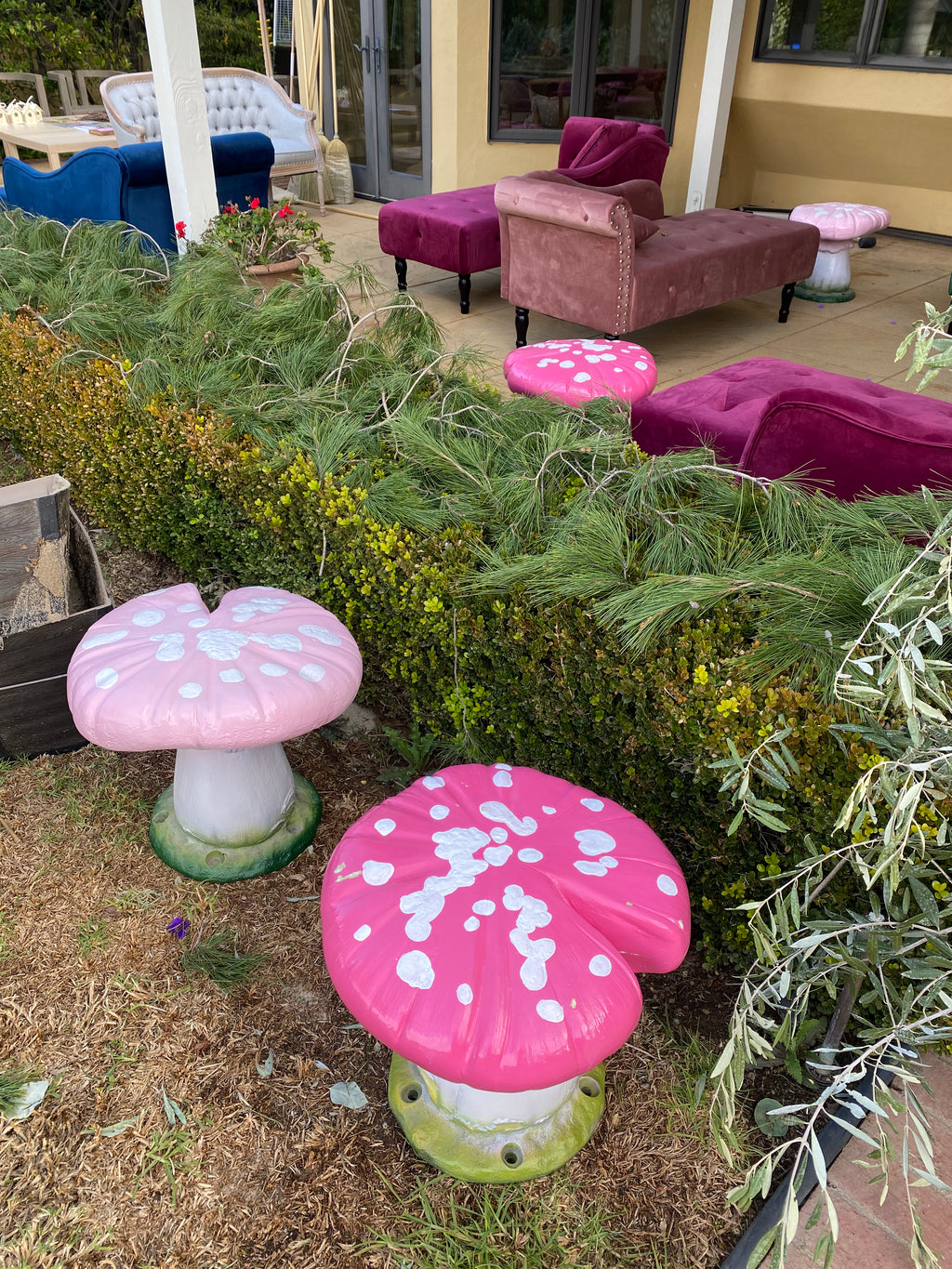 Hot Pink Top Mushroom Stool