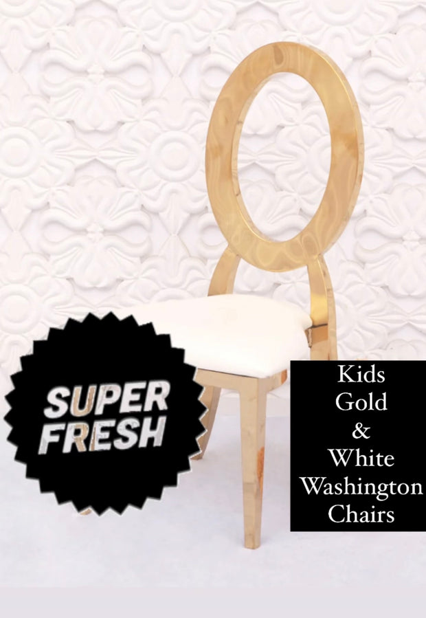 Kids White & Gold Washington Chair