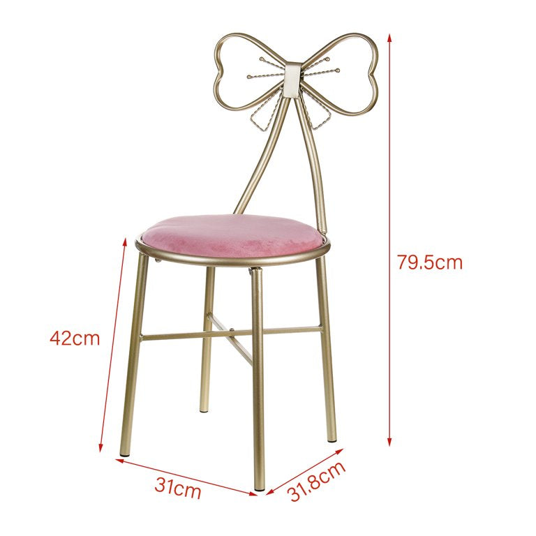 Kids Light Pink Metal Bow Chair