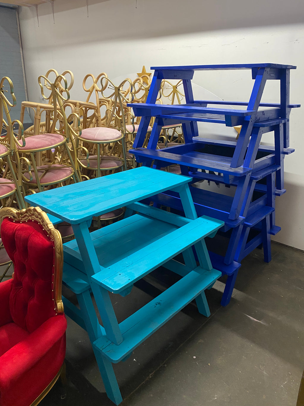 Kids Blue Picnic Table