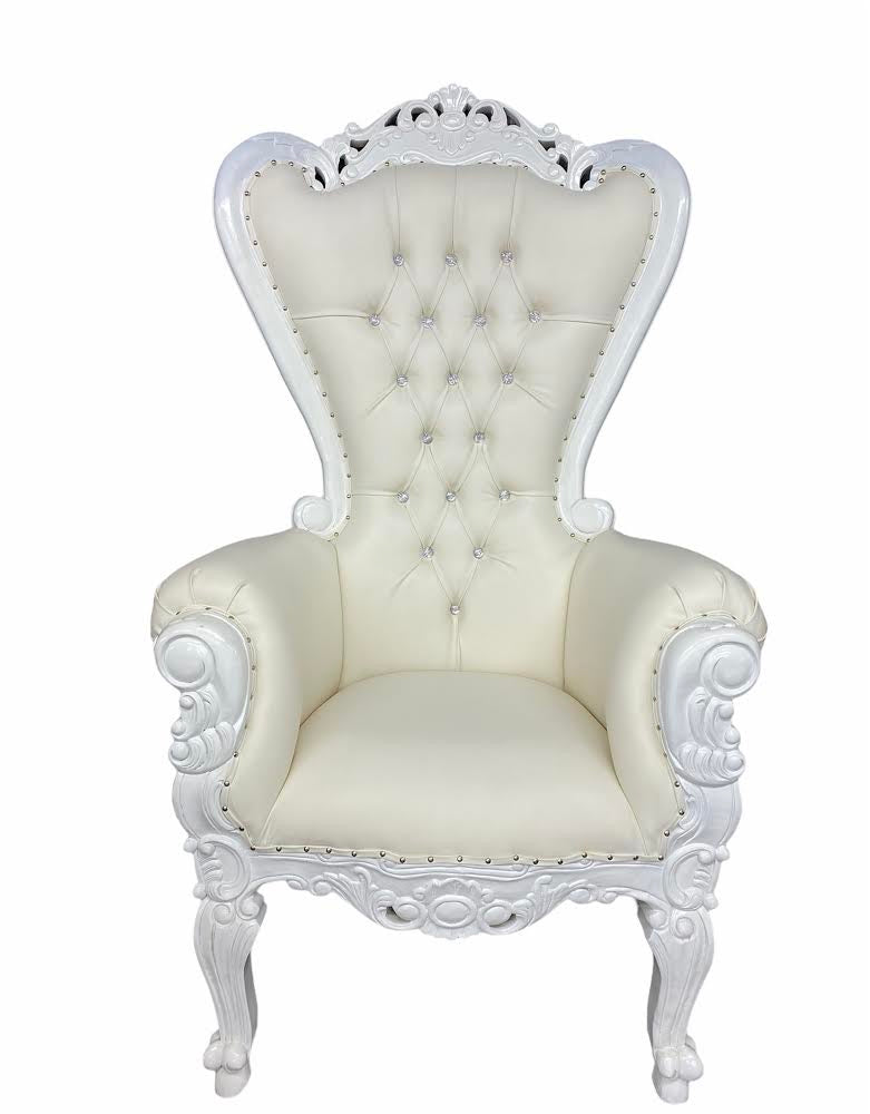 Adult White/White Royal Throne Chair