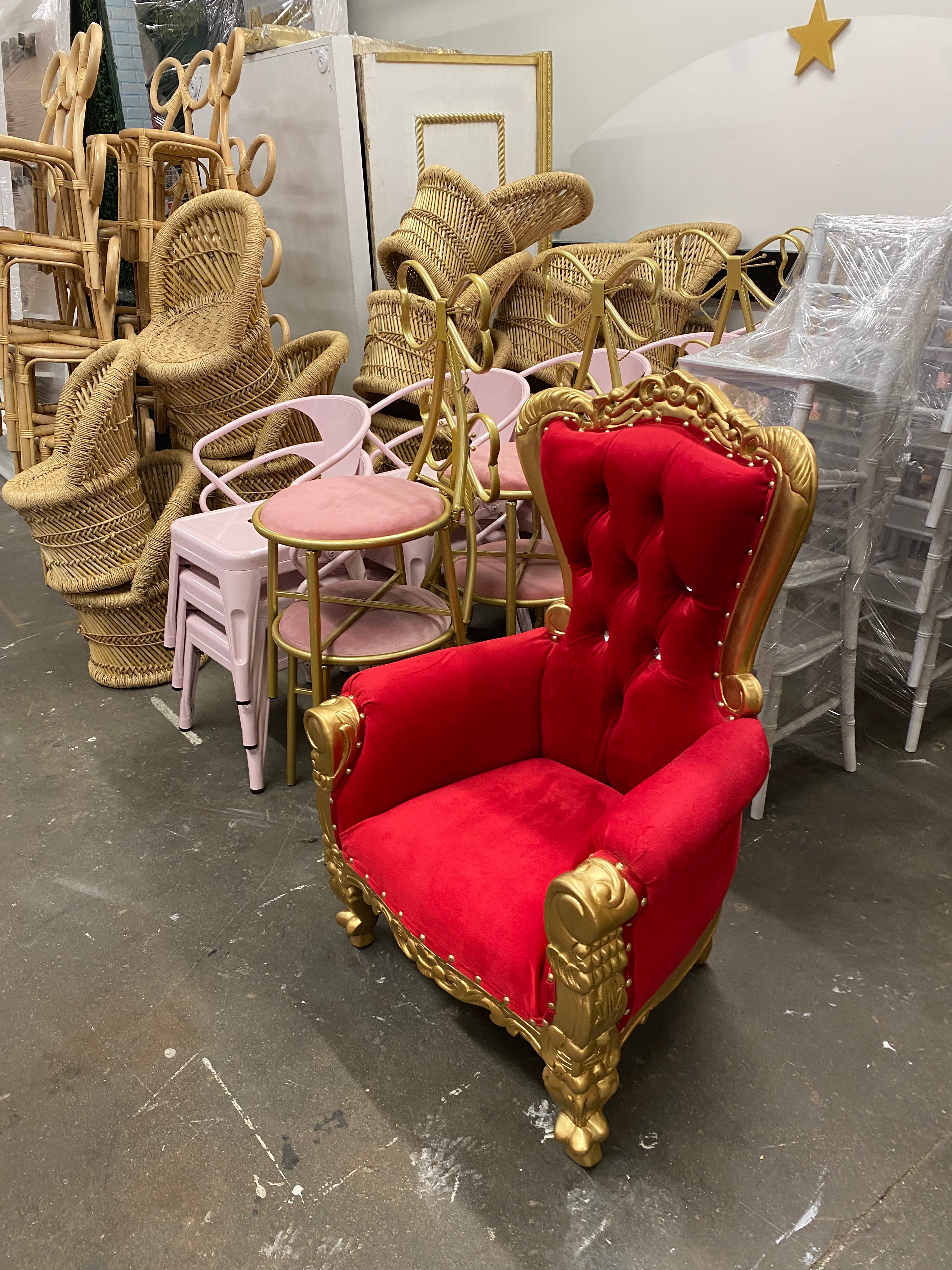 Kids Red/Gold Royal Throne Chair