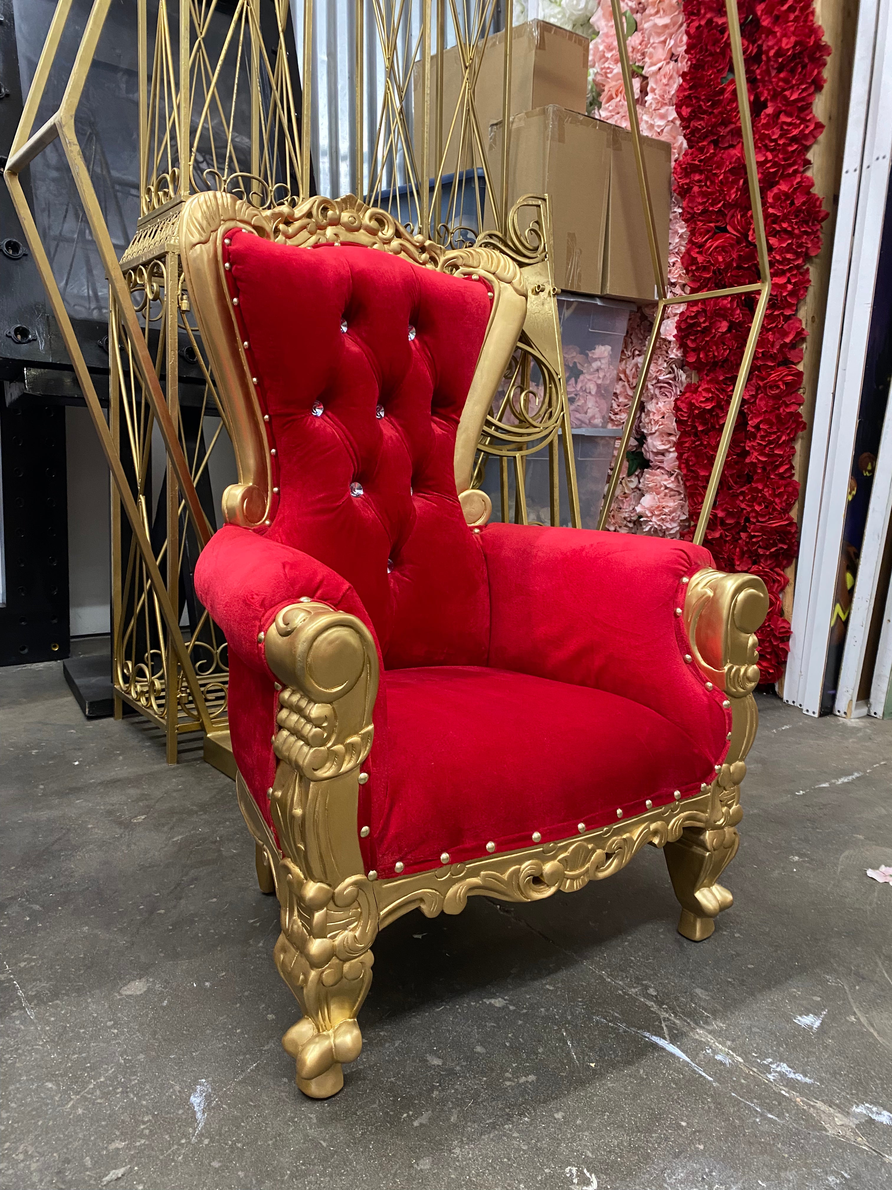 Kids Red/Gold Royal Throne Chair
