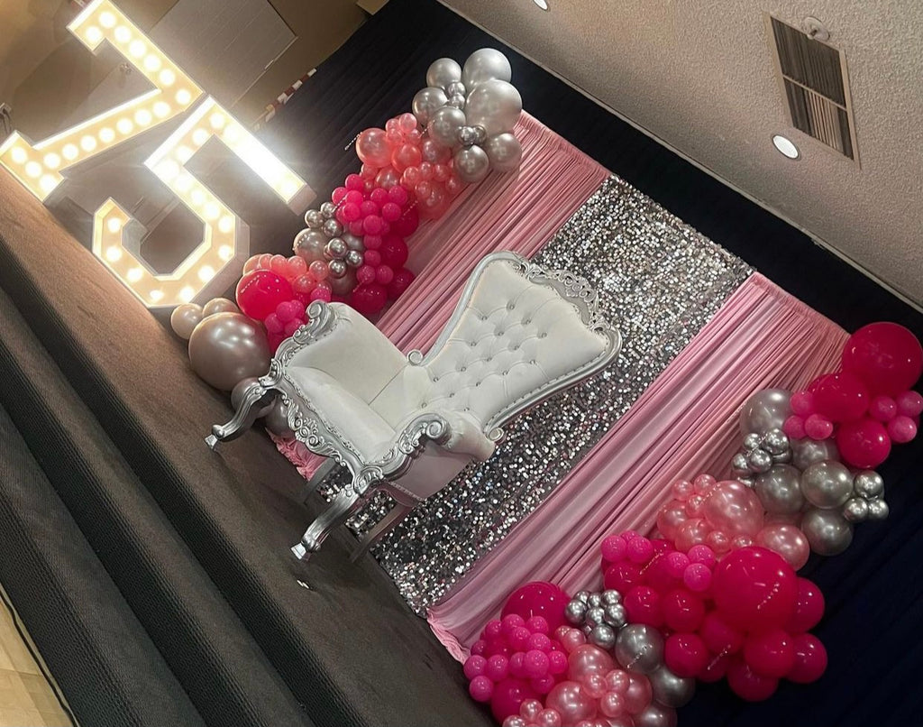 Adult White/Silver Royal Throne Chair