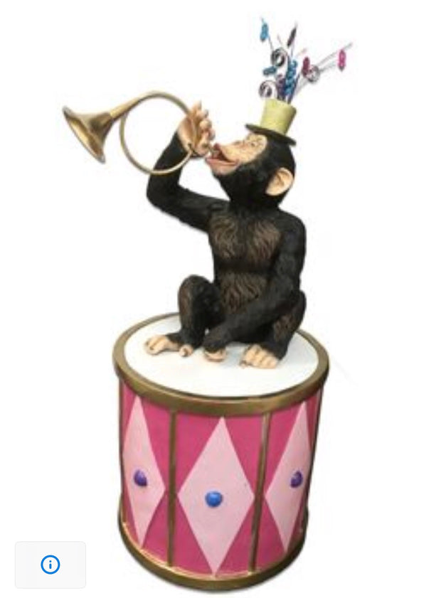 Circus Monkey With Pink Drum