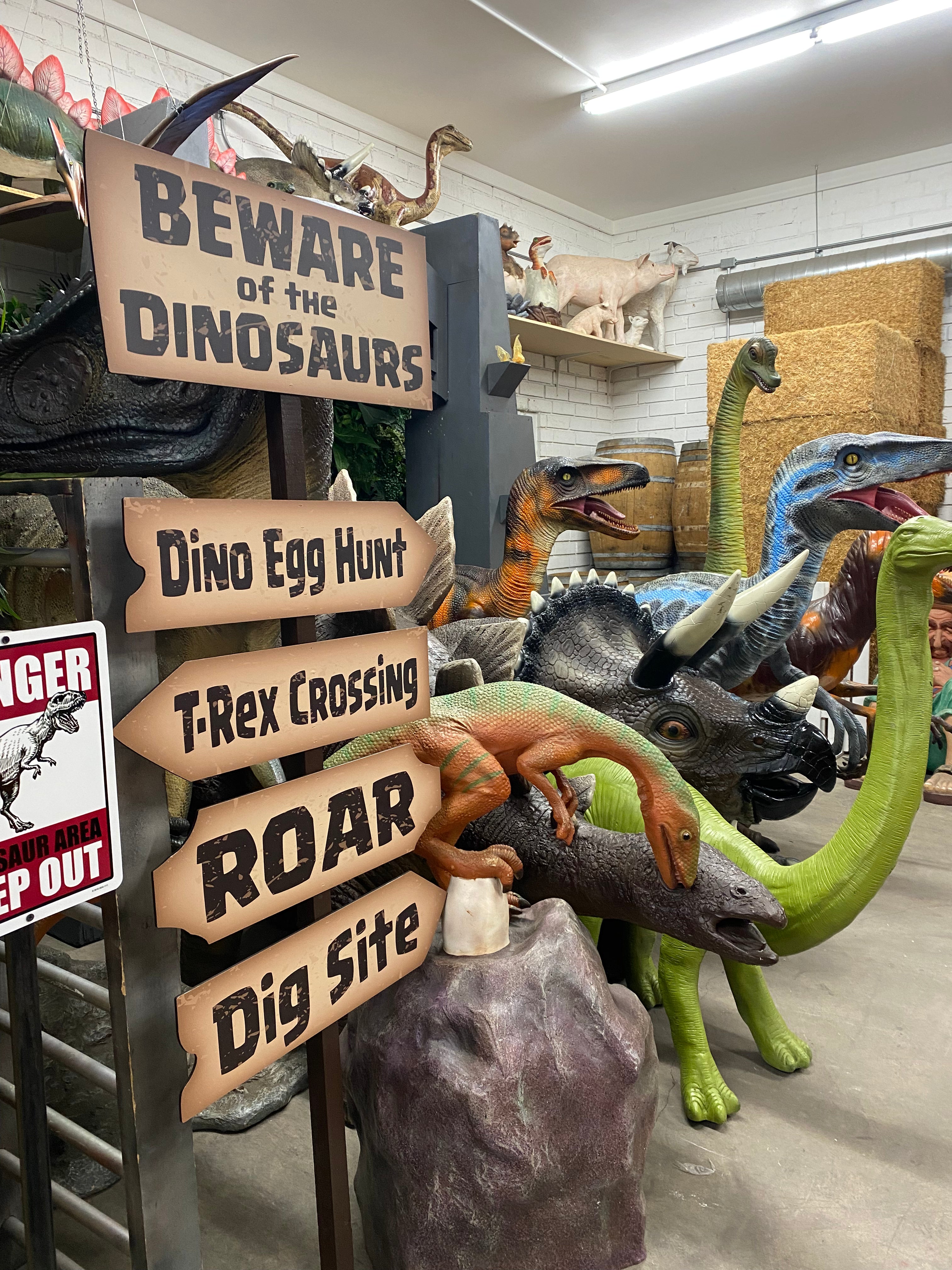 Beware Of The Dinosaurs Welcome Sign