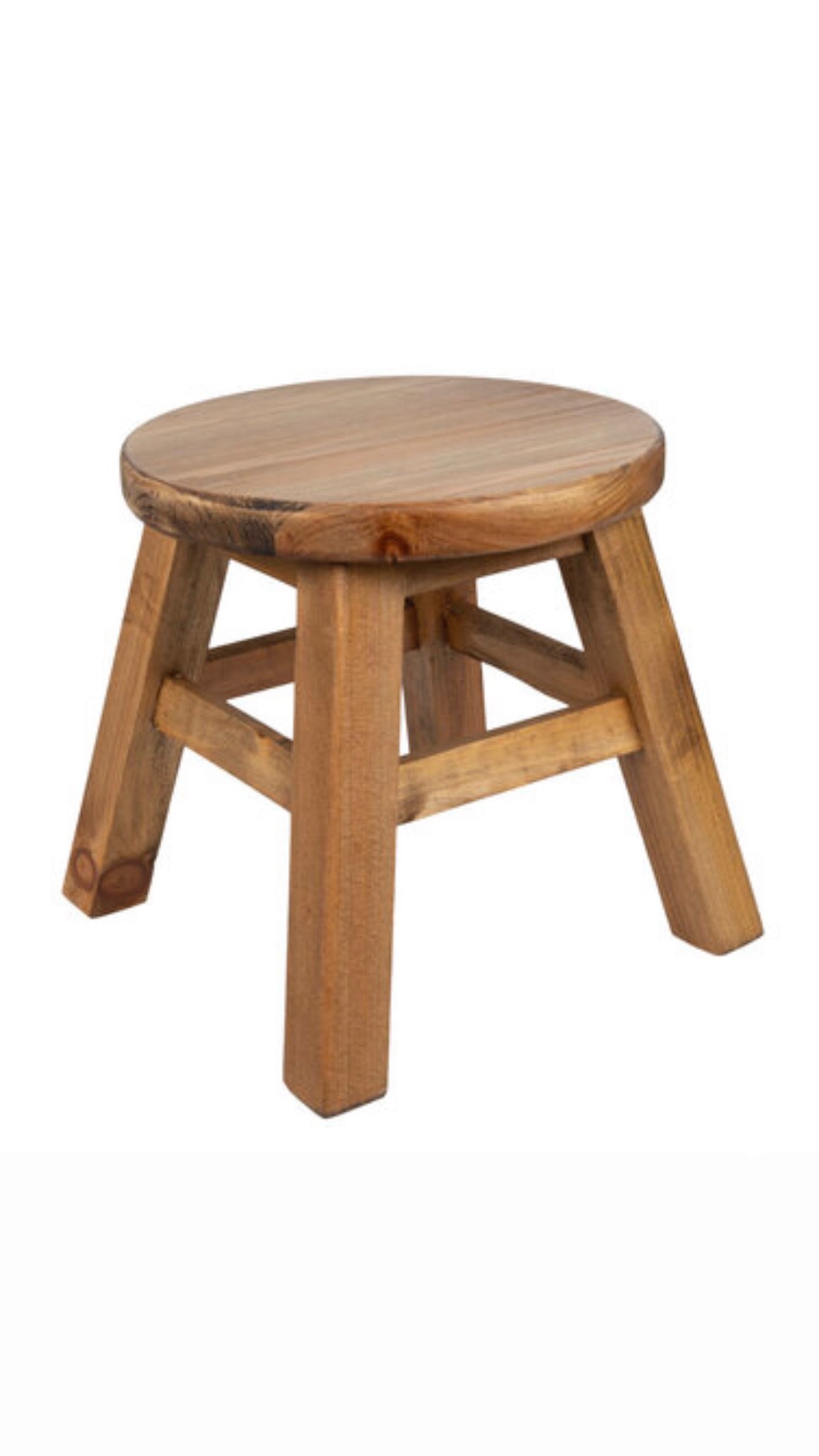 Kids Brown Round Wooden Stool