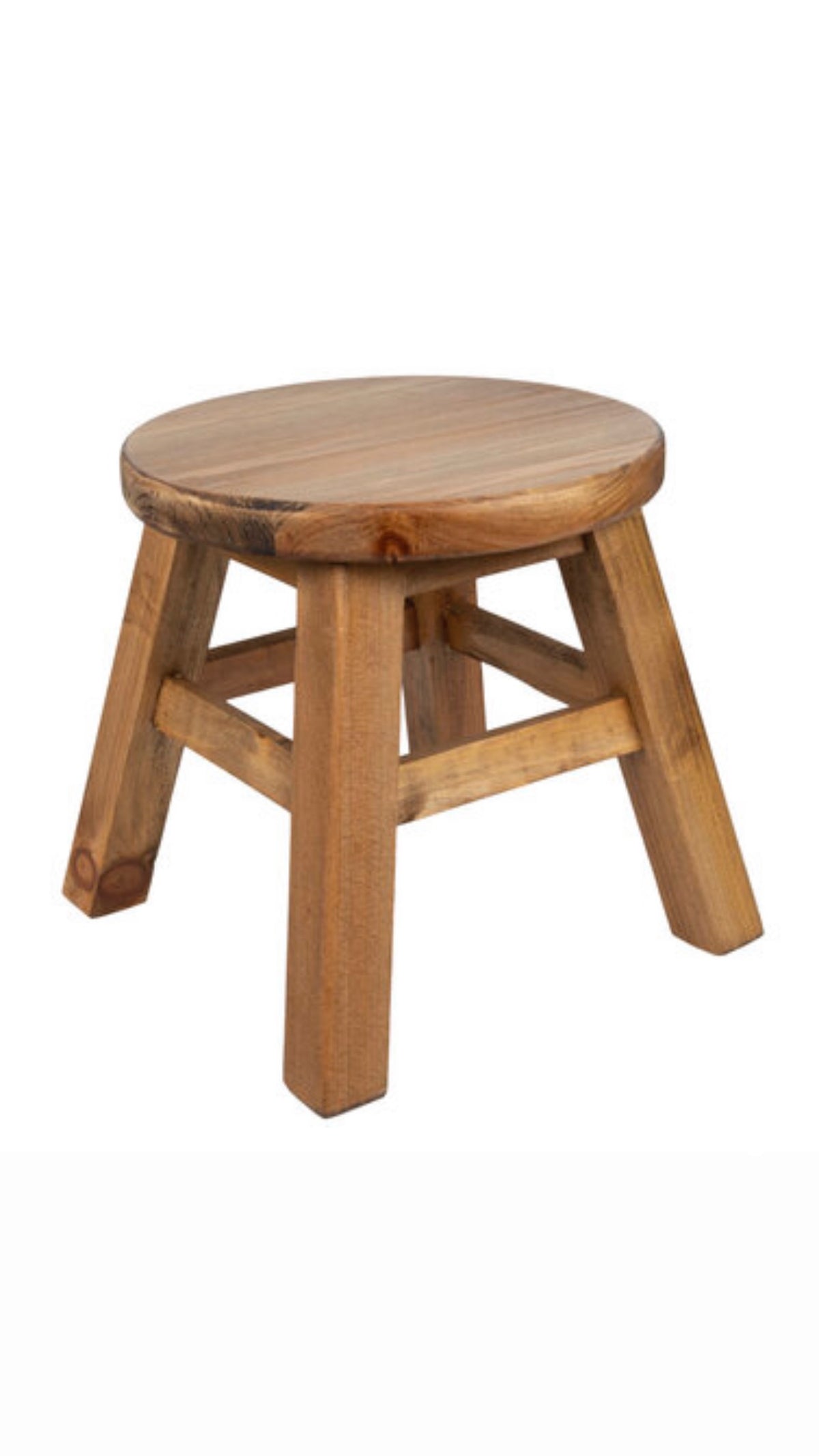 Kids Brown Round Wooden Stool