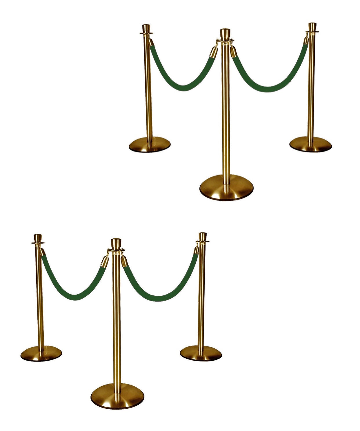 Gold Stanchions w/ Forest Green Ropes