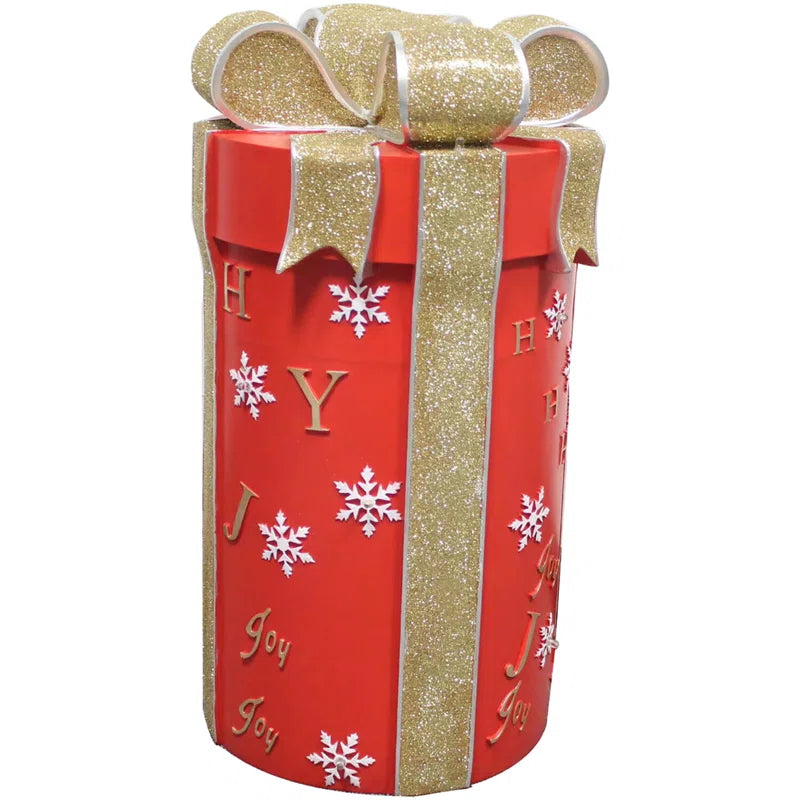 Round Red Gift Box & Gold Bow