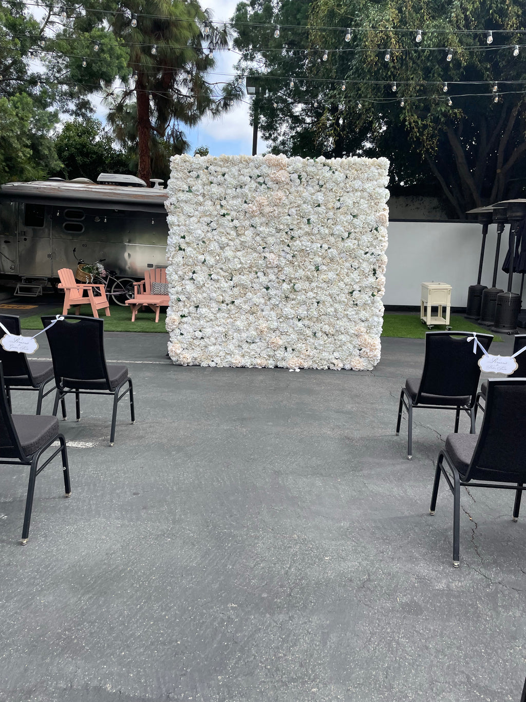 White Silk Flower Wall