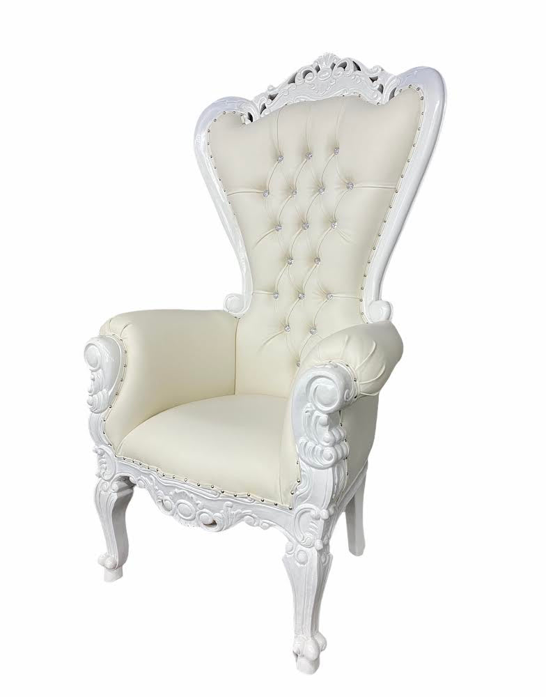 Adult White/White Royal Throne Chair
