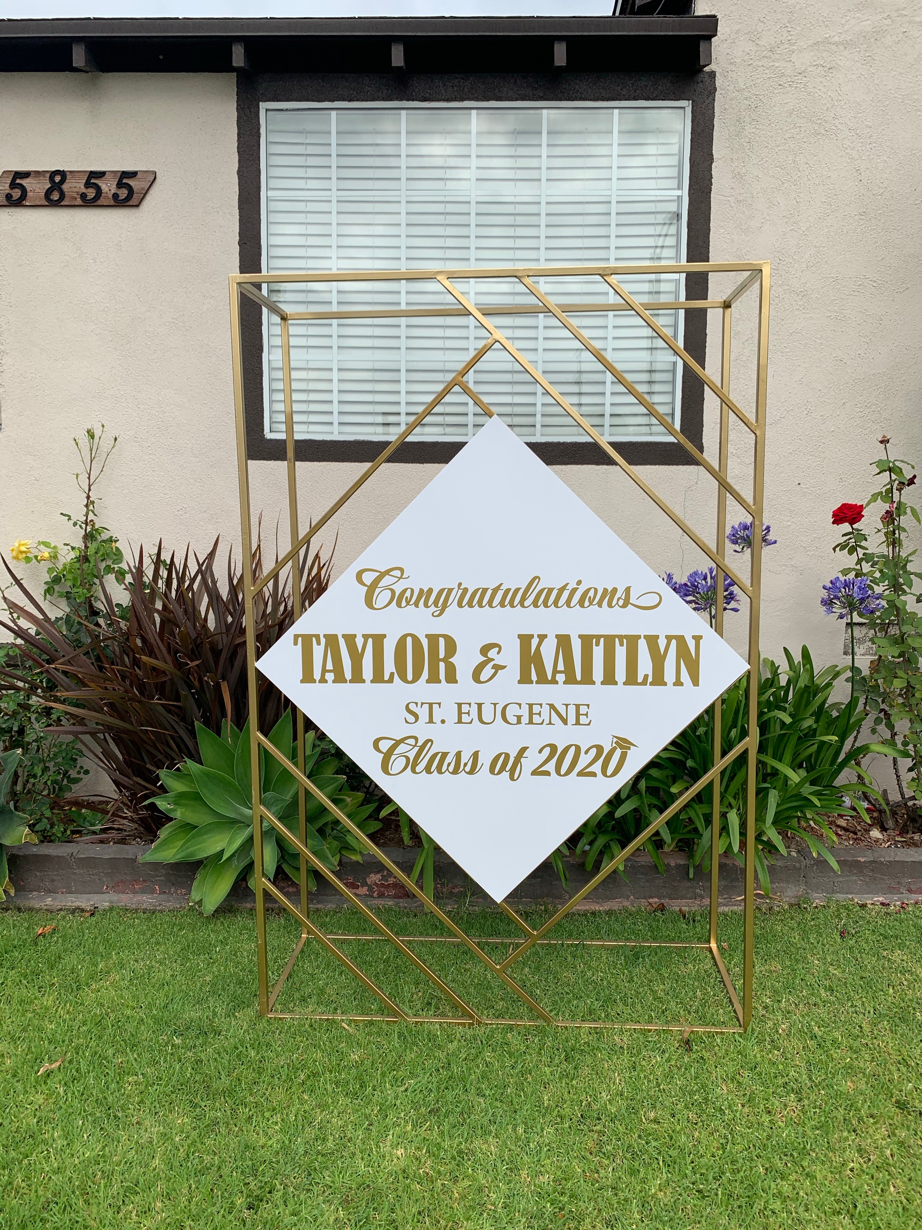 Gold Welcome Stand With Custom Signage