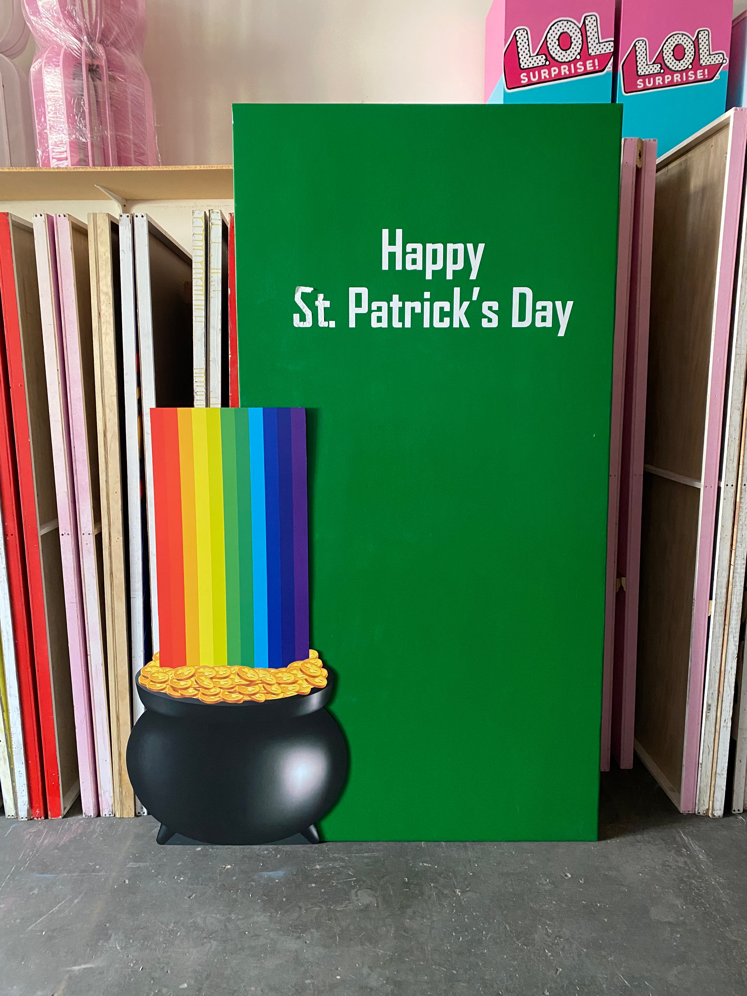 Pot Of Gold Rainbow Wood Cut Out Standee
