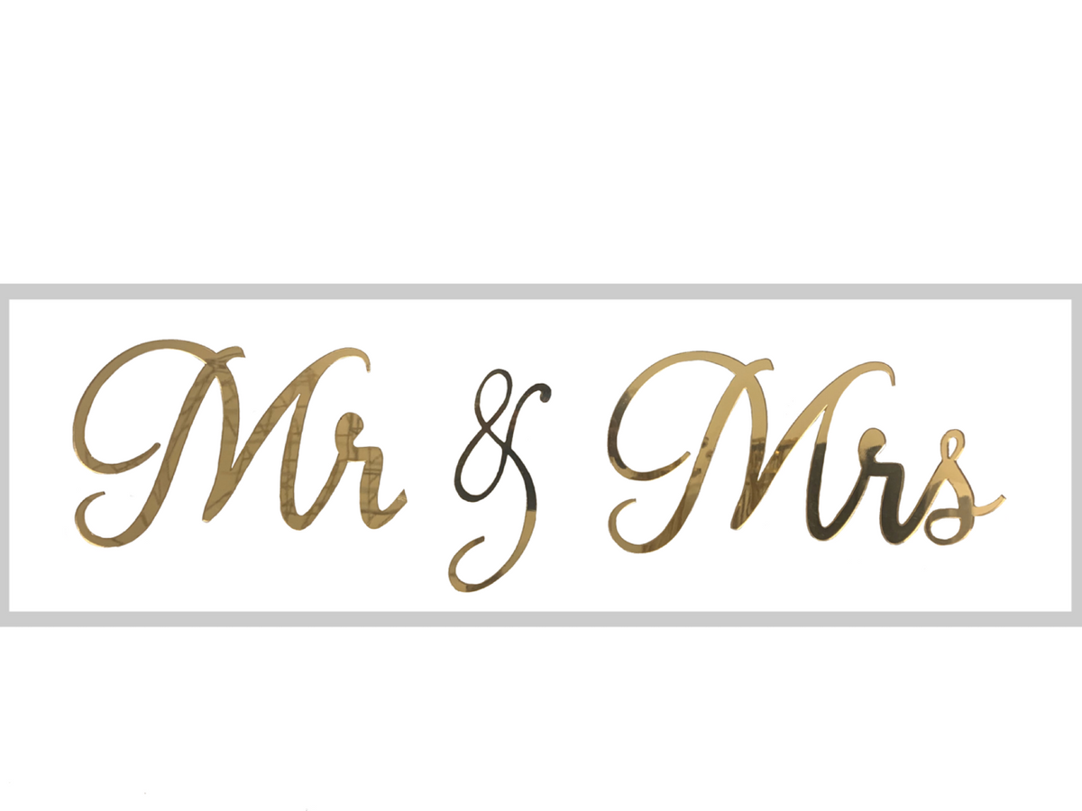 Mr & Mrs Acrylic Gold Mirror Signage
