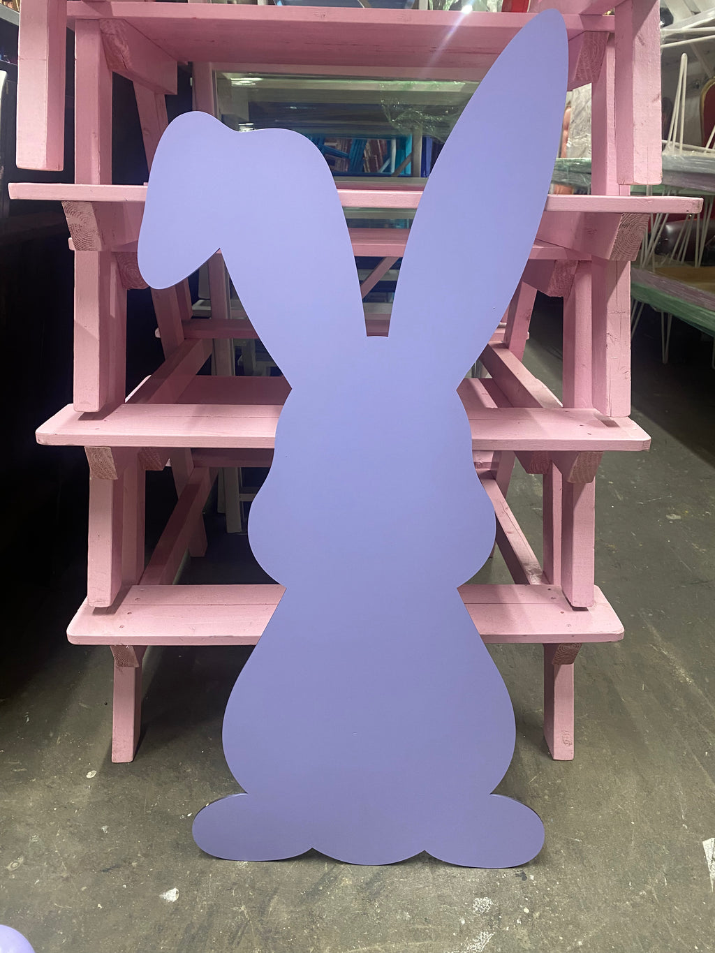 Lavender Easter Bunny Wood Cut Out Standee