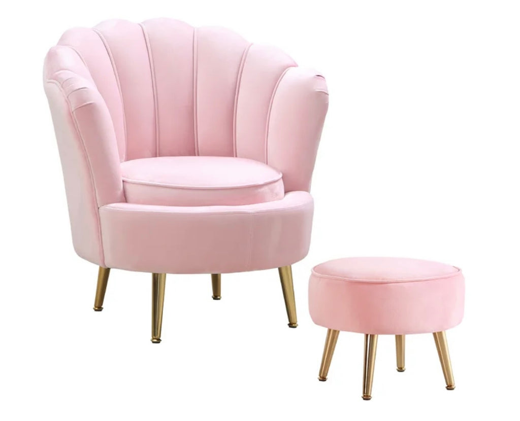 Kids Light Pink Seashell Ottoman