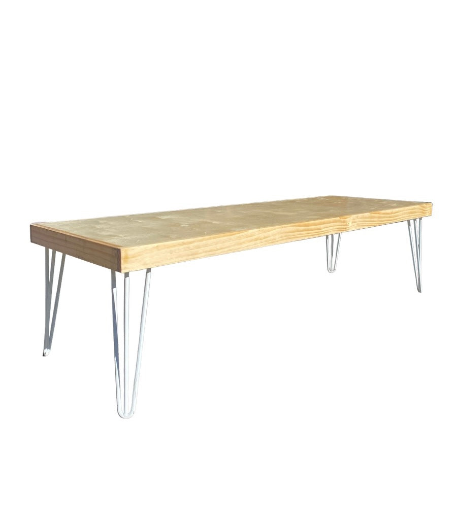 Kids Modern Natural Table With White Metal Legs