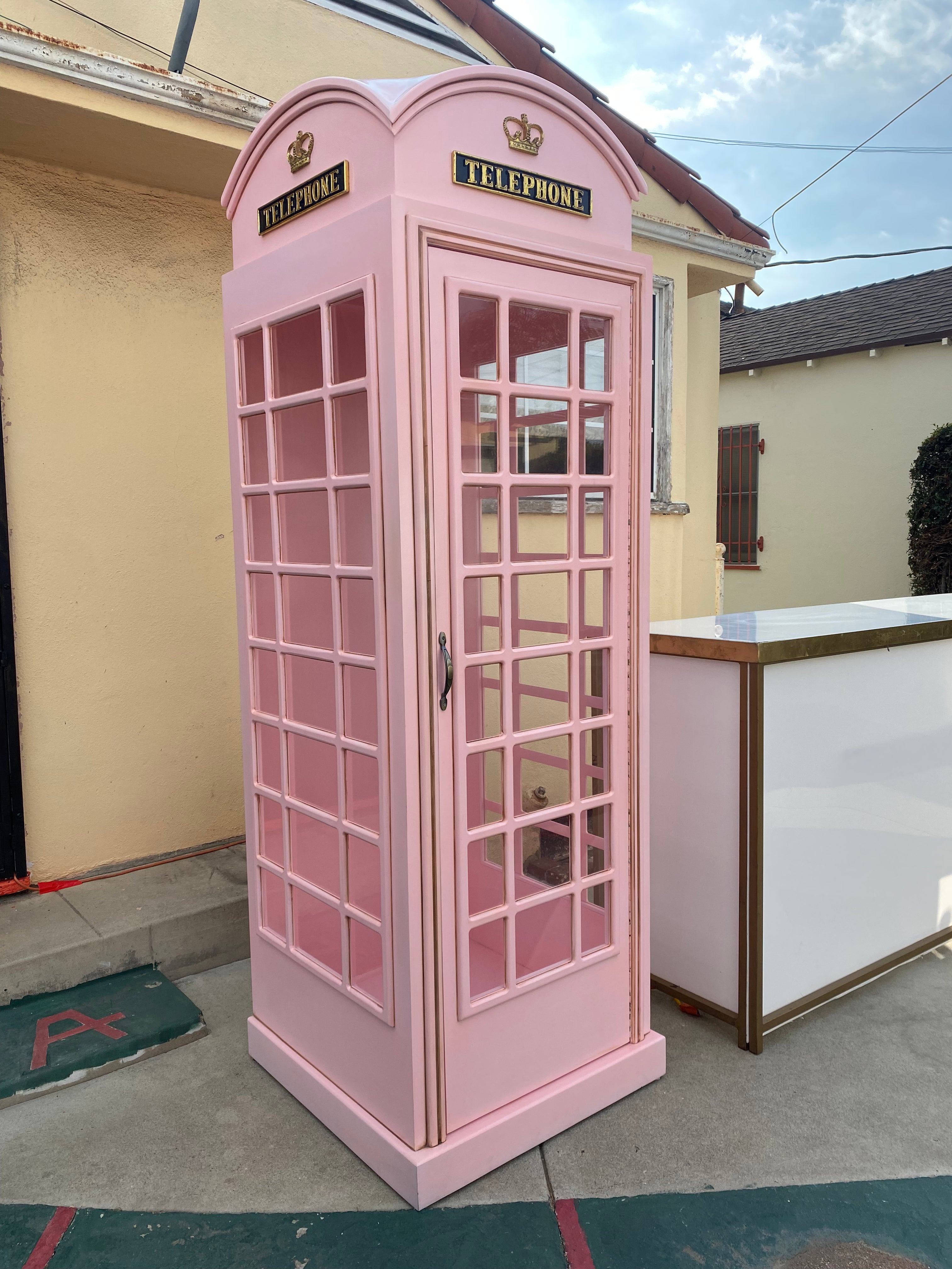 Large Light Pink British Telephone Booth