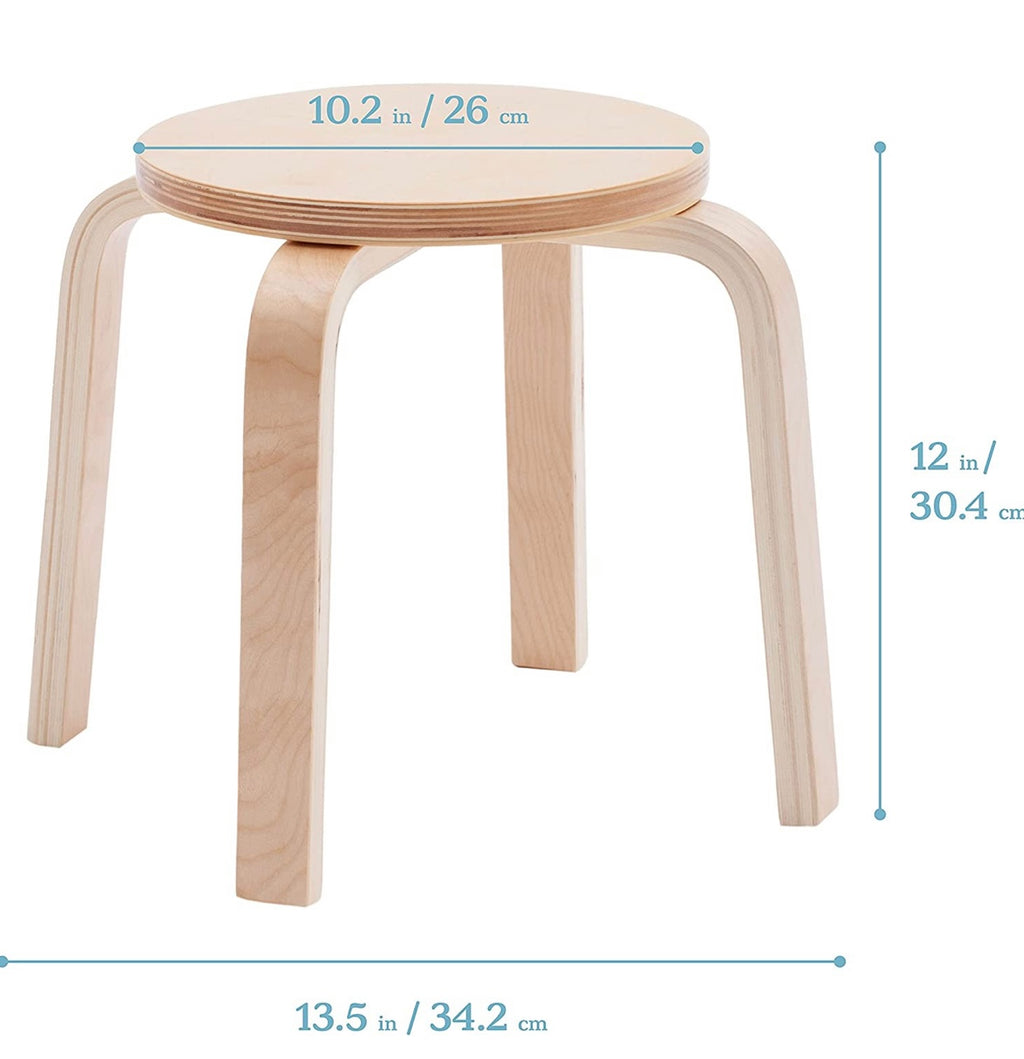 Kids Neutral Round Wooden Stool