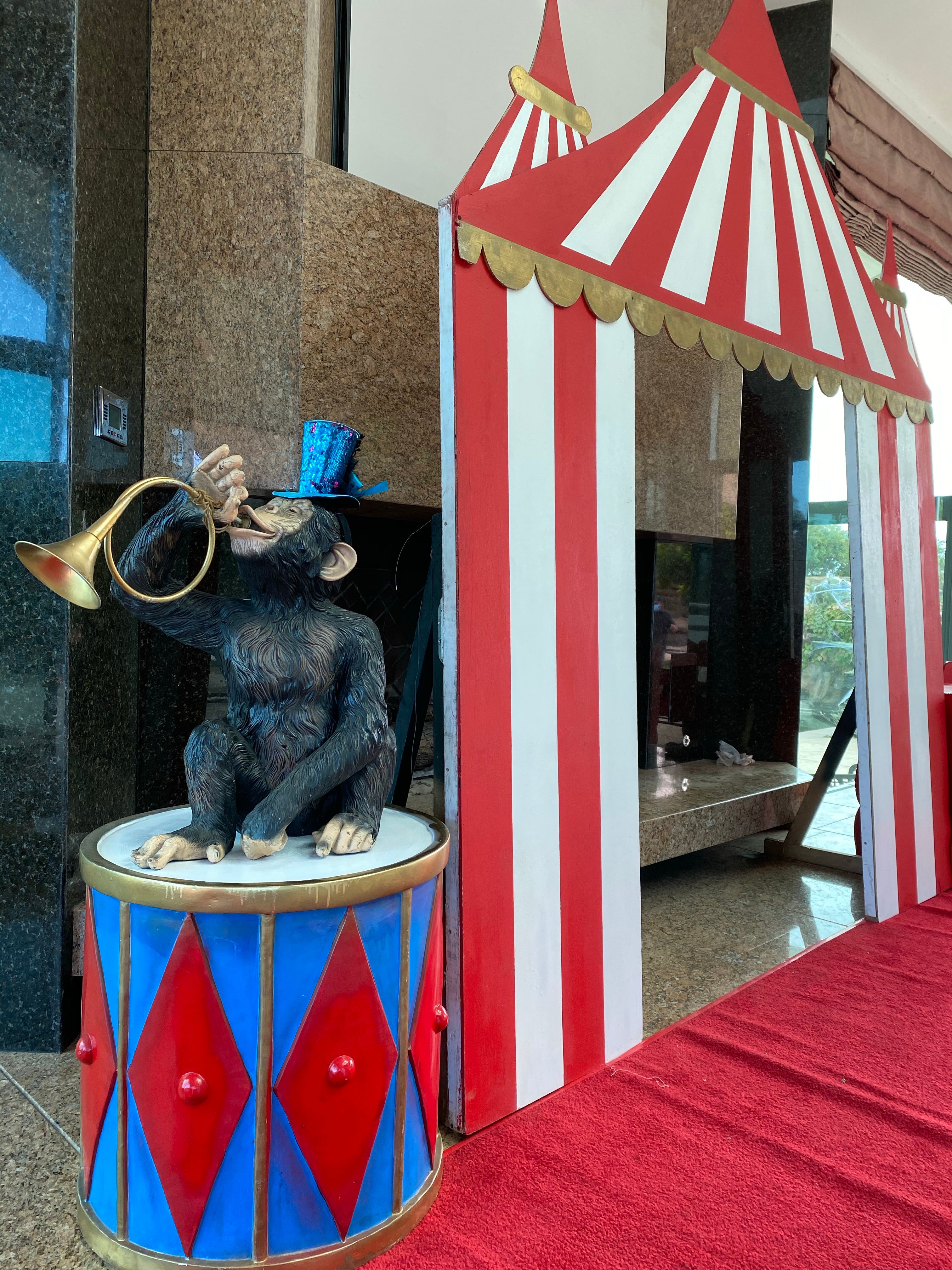 Circus Monkey With Blue Drum