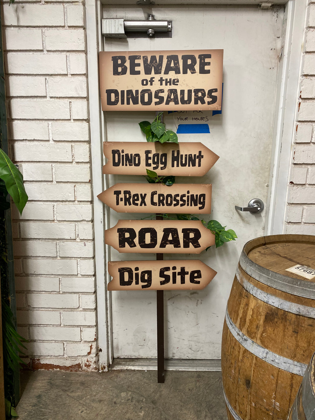 Beware Of The Dinosaurs Welcome Sign