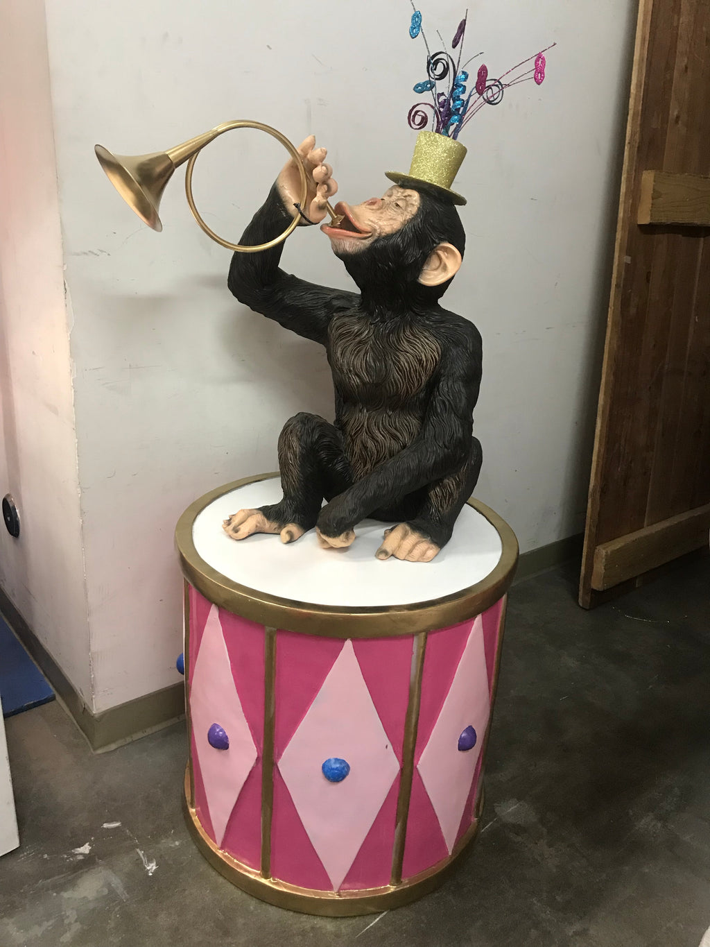 Circus Monkey With Pink Drum