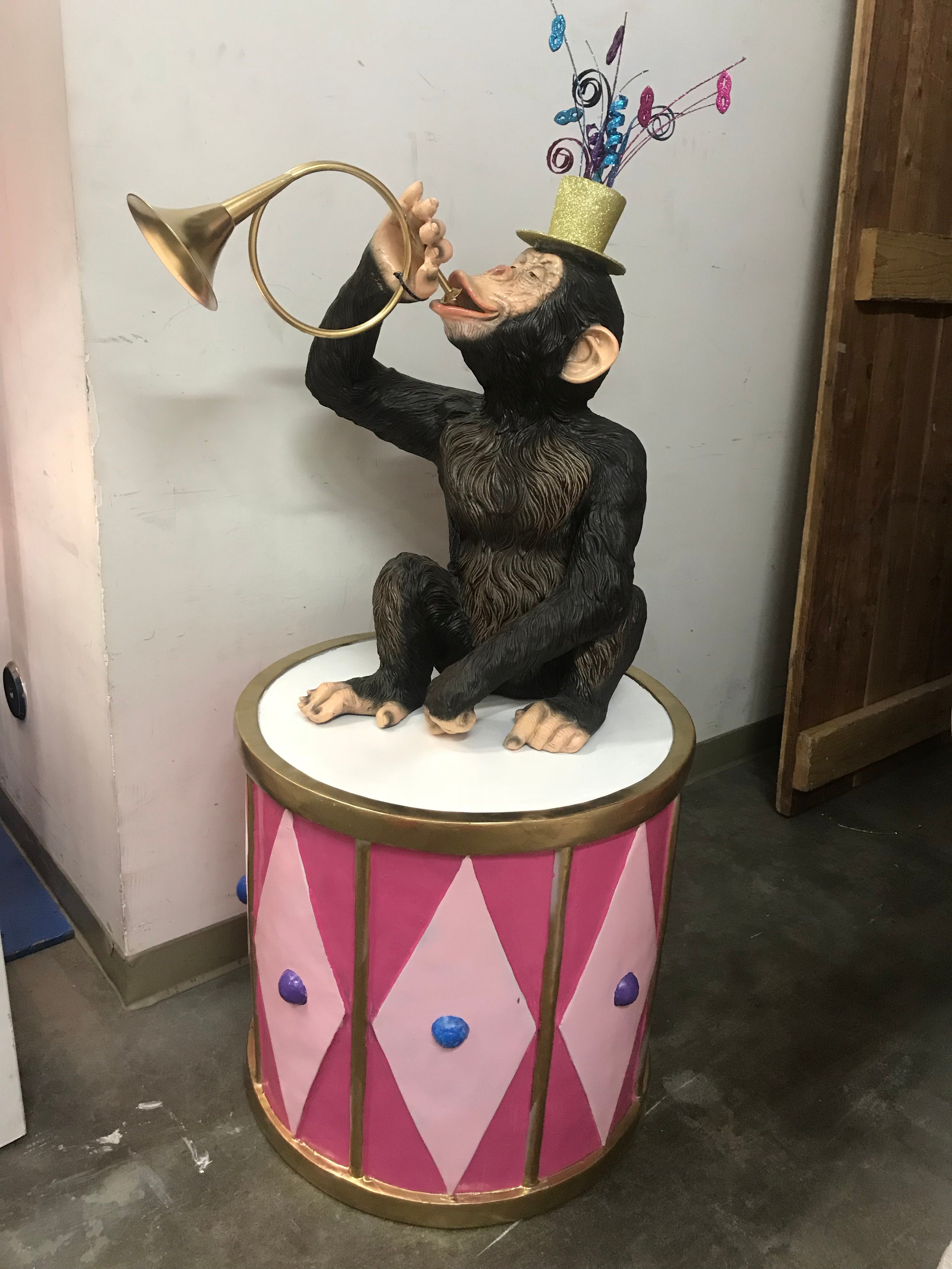 Circus Monkey With Pink Drum