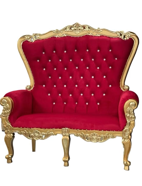 Adult Double Red/Gold Royal Throne Sofa