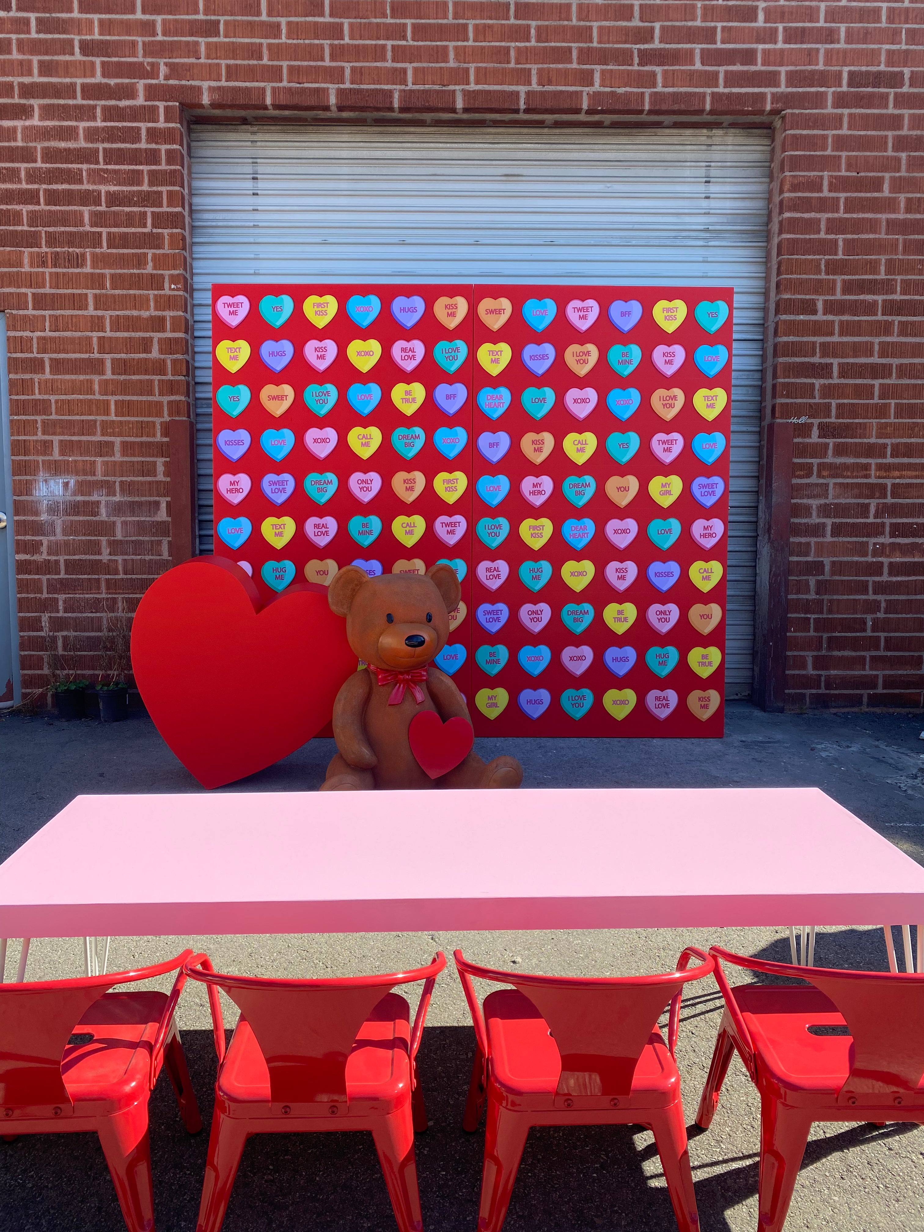 Kids Modern Light Pink Table With White Metal Legs