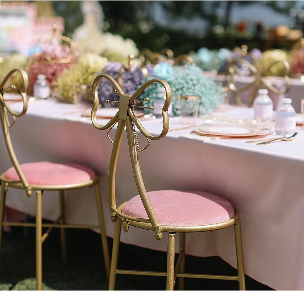 Kids Light Pink Metal Bow Chair
