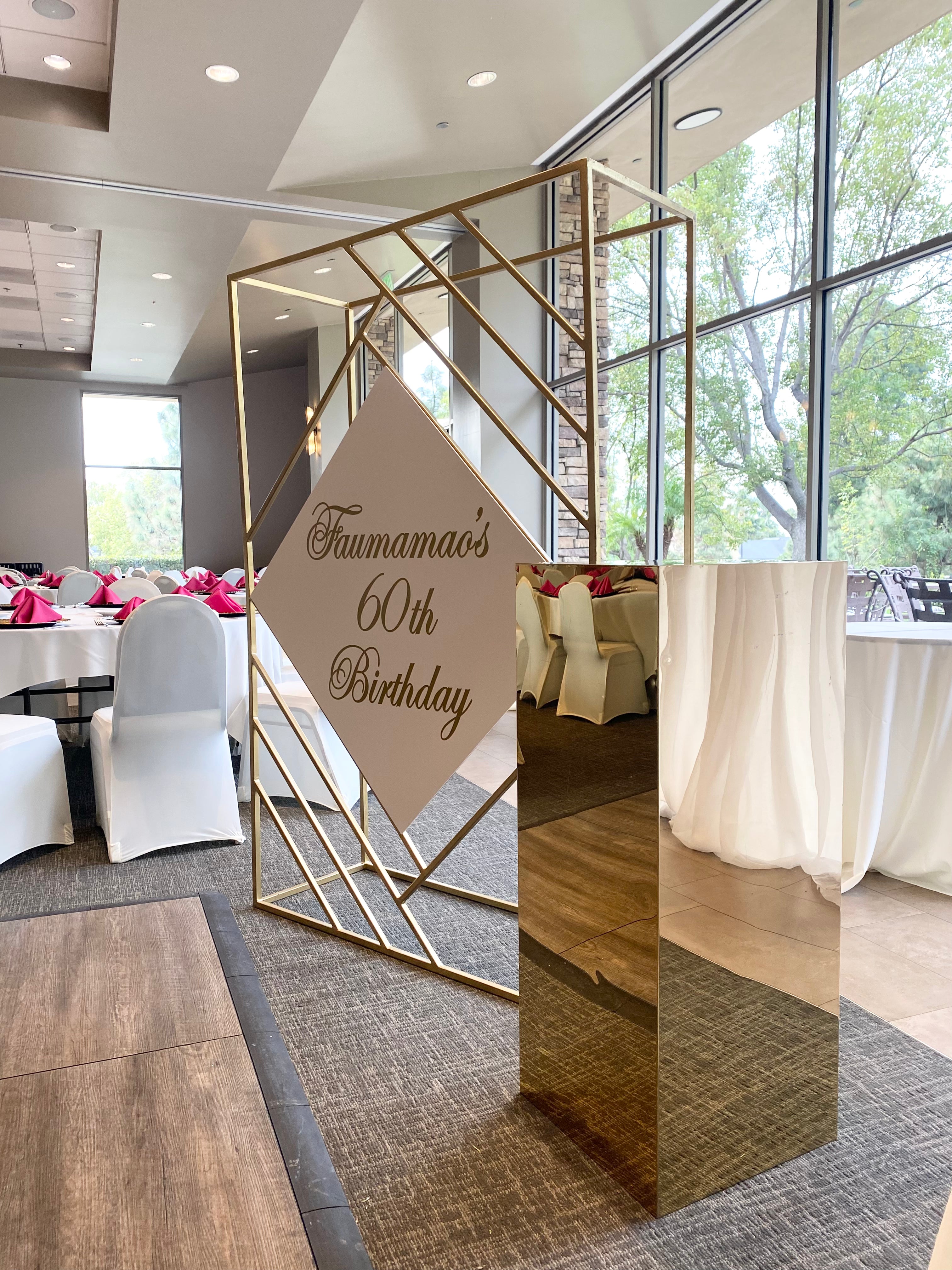 3 Foot Gold Mirror Pedestal