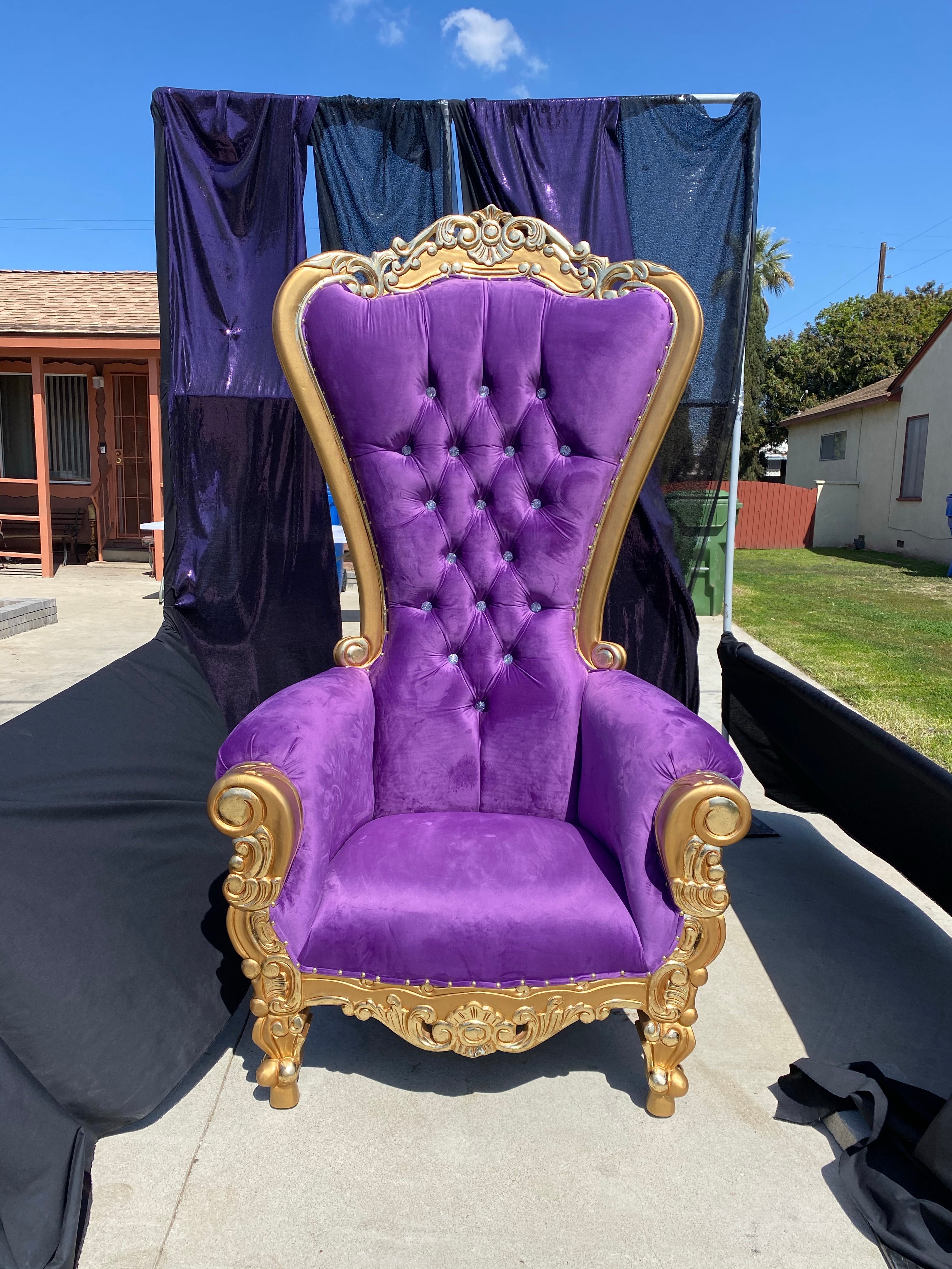 Adult Purple/Gold Royal Throne Chair