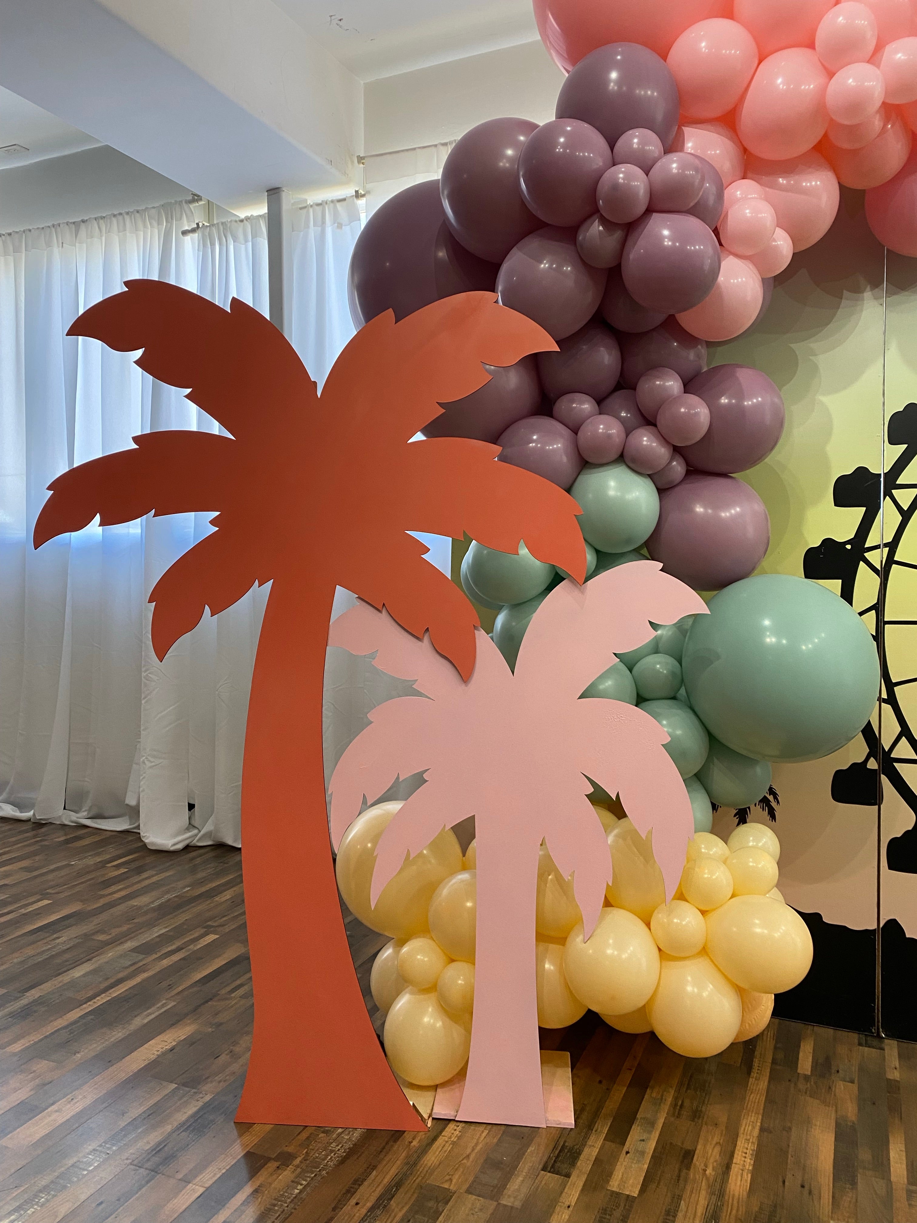 Peach Palm Tree Wood Cut Out Standee
