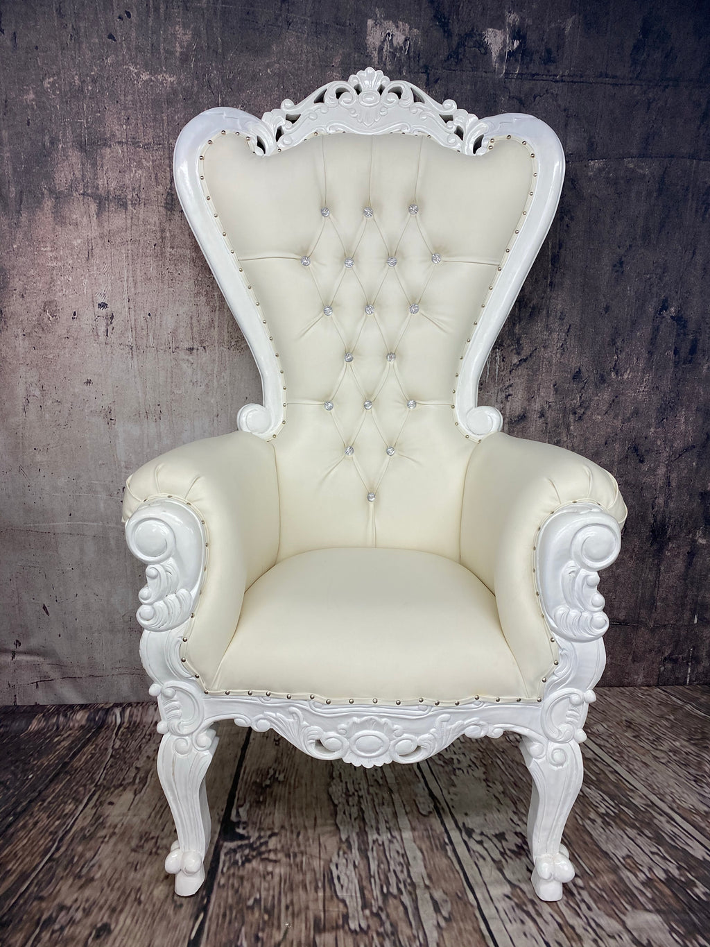 Adult White/White Royal Throne Chair