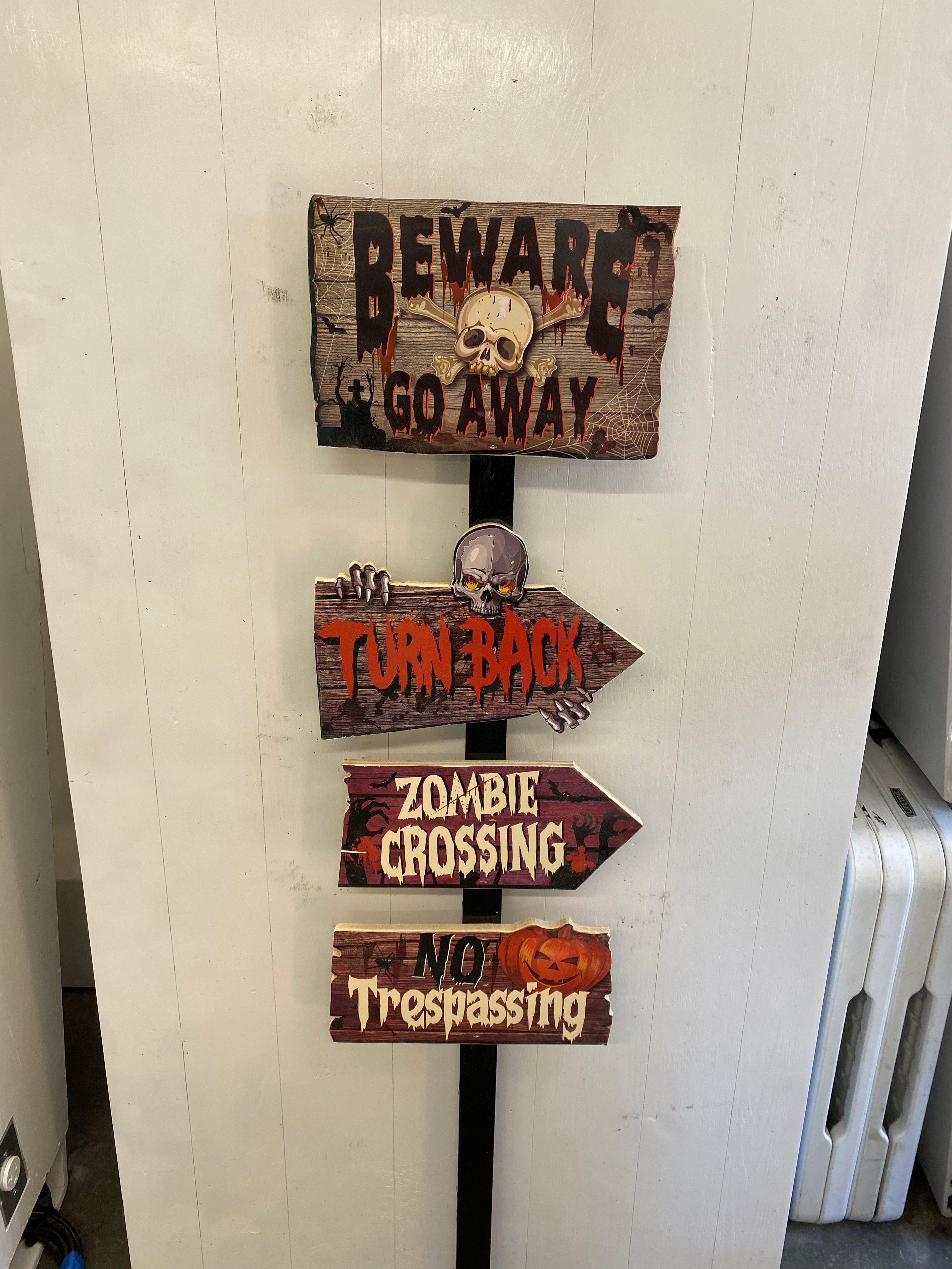 Beware Go Away Halloween Sign