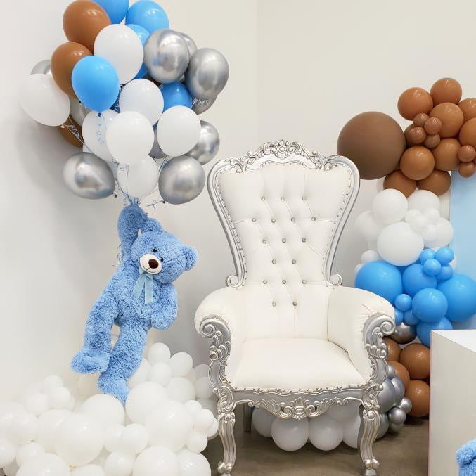 Adult White/Silver Royal Throne Chair