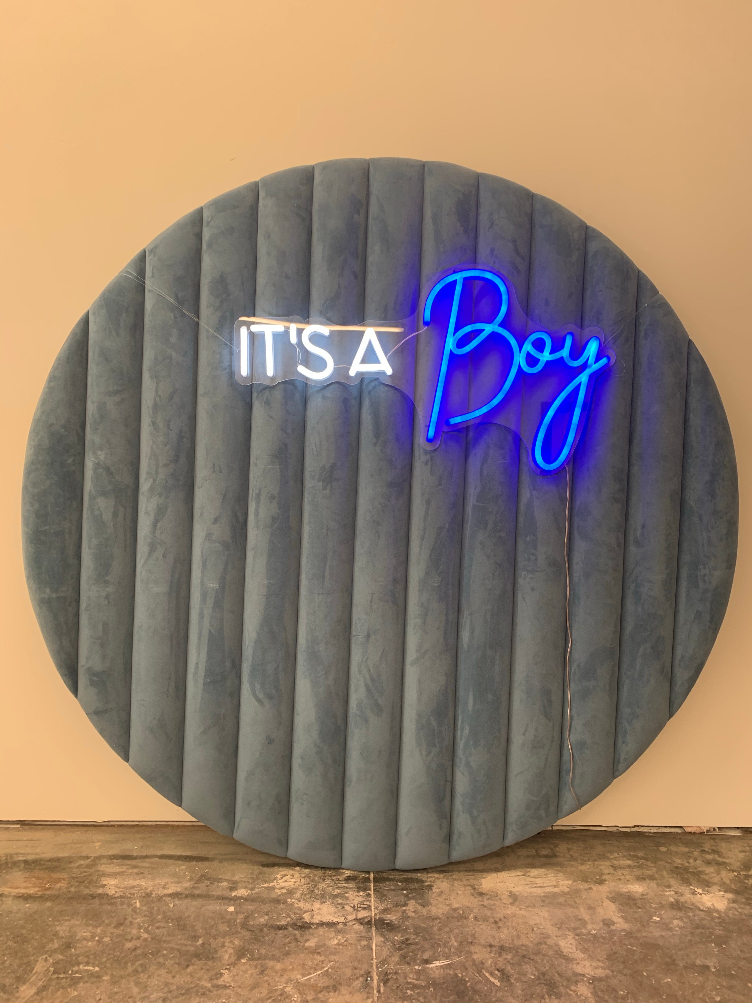 Light Blue Velvet Circle Backdrop