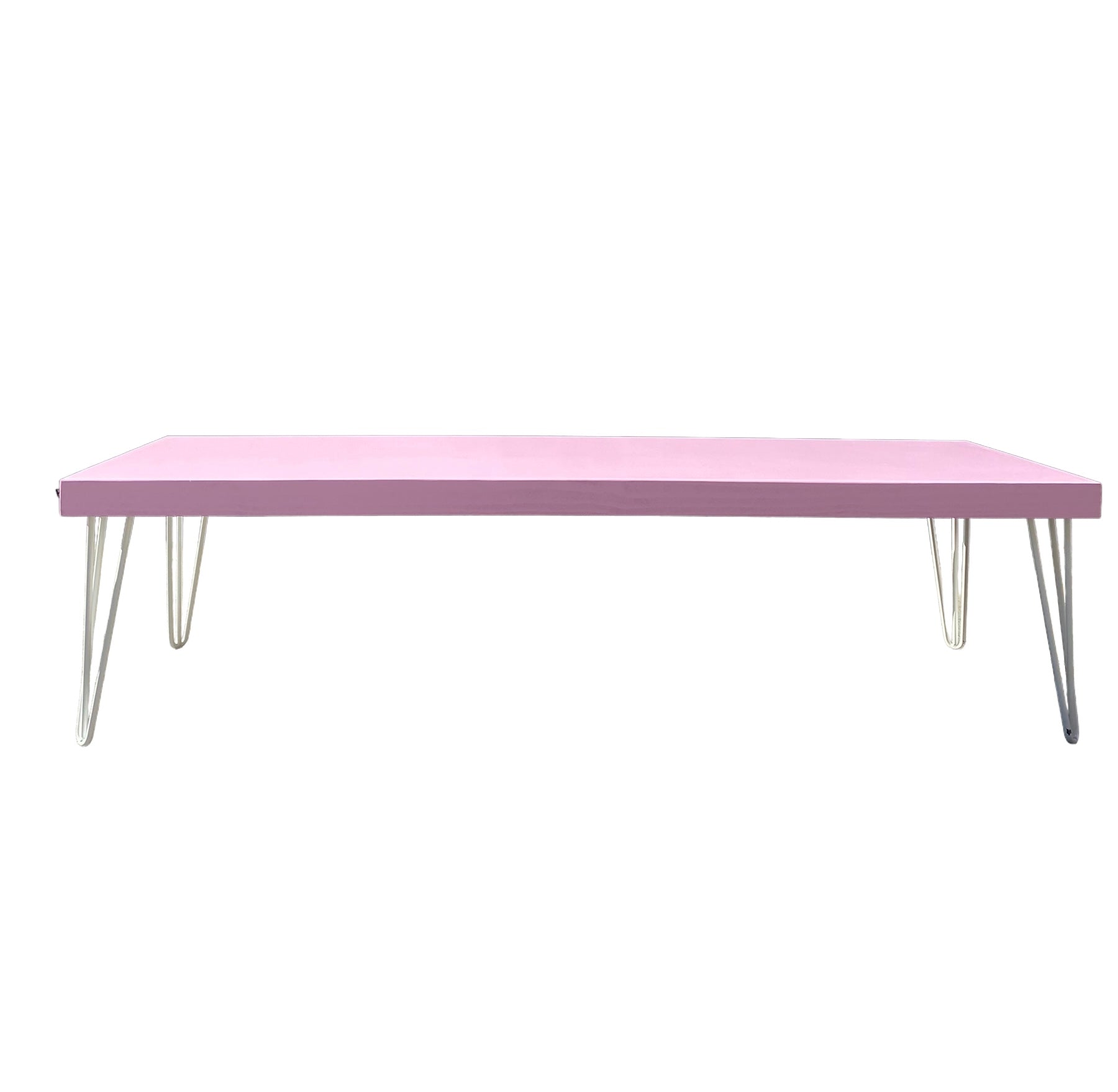 Kids Modern Light Pink Table With White Metal Legs