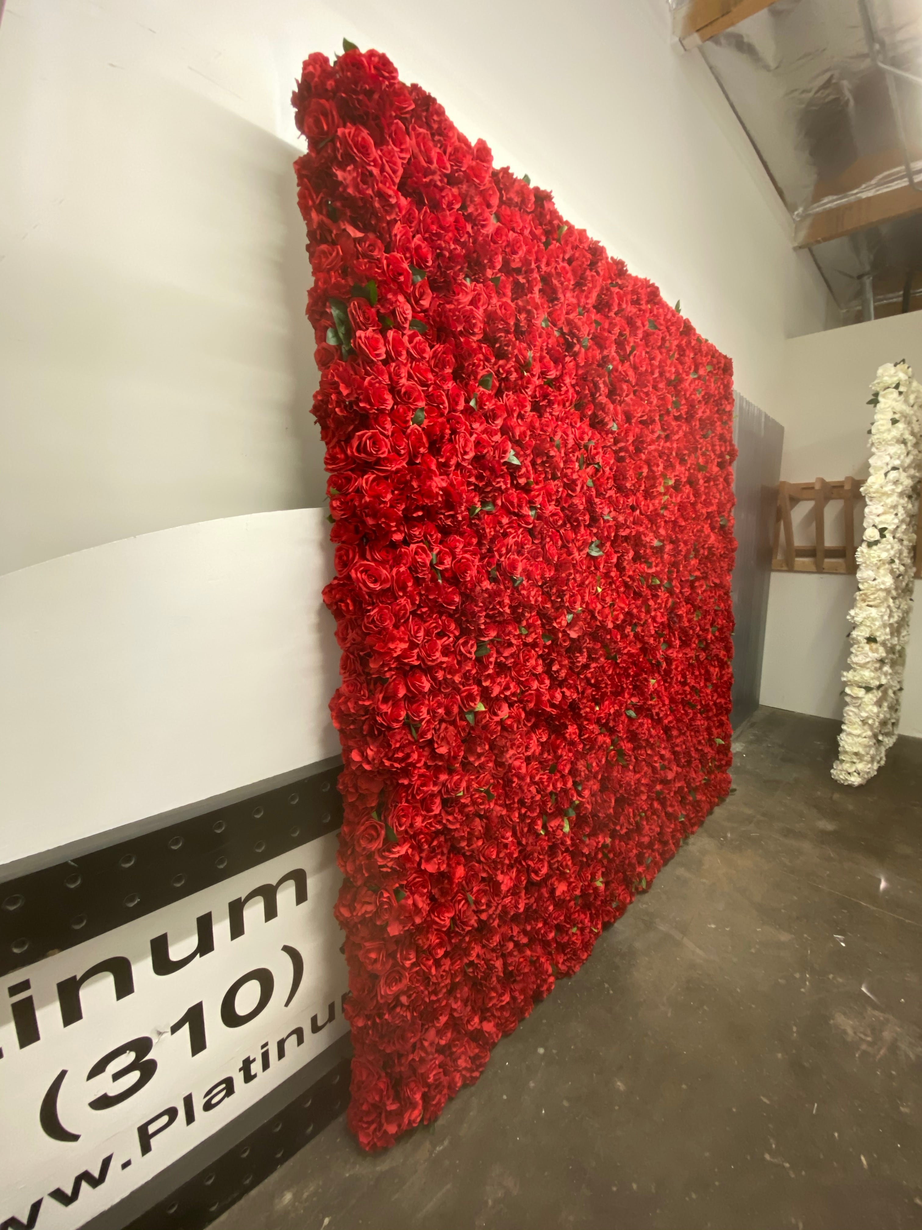 Red Silk Flower Wall