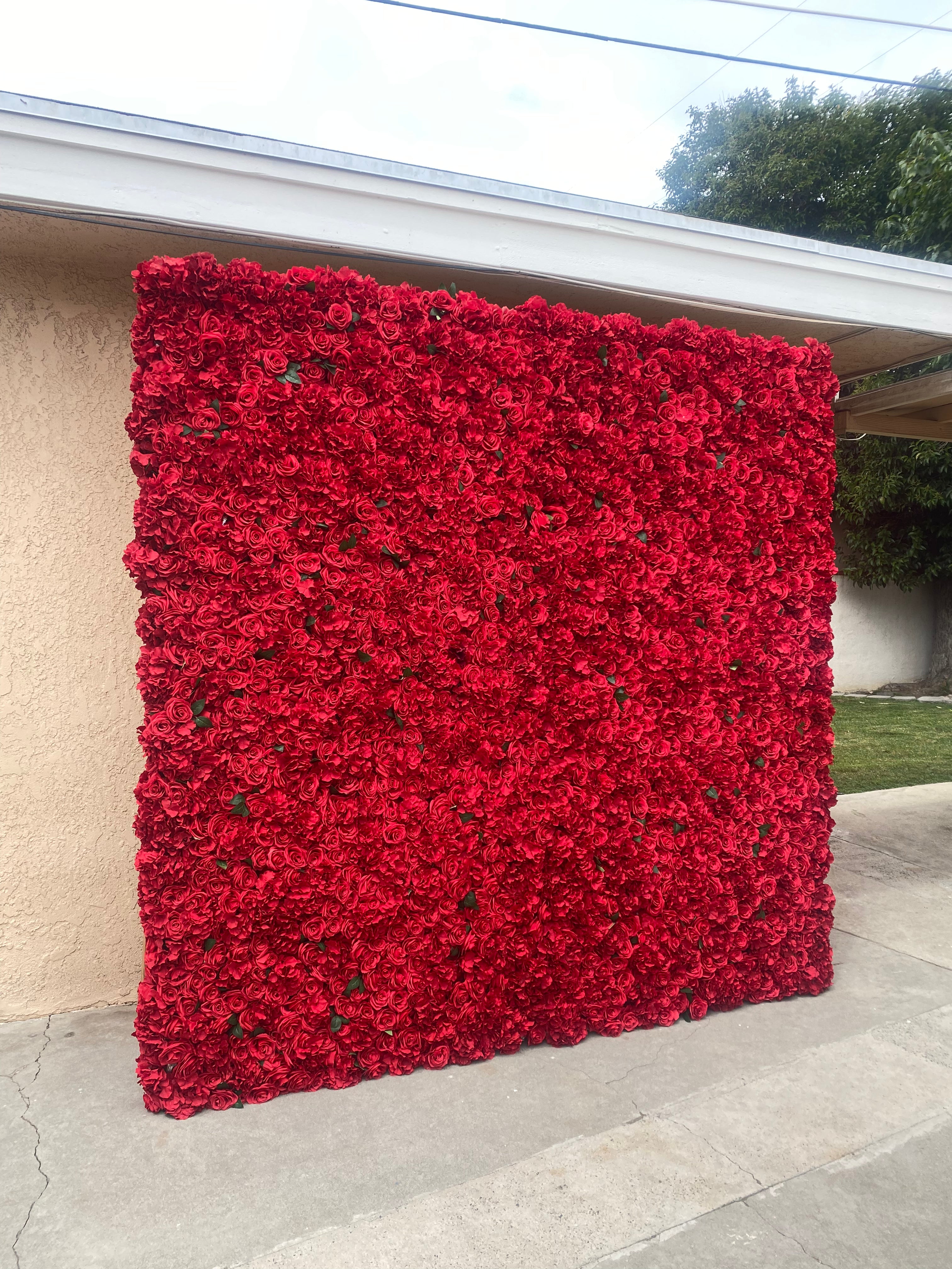 Red Silk Flower Wall
