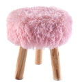 Kids Faux Light Pink Fur-Covered Stool