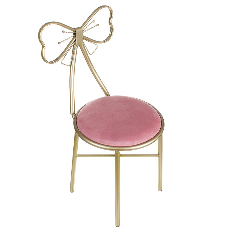 Kids Light Pink Metal Bow Chair