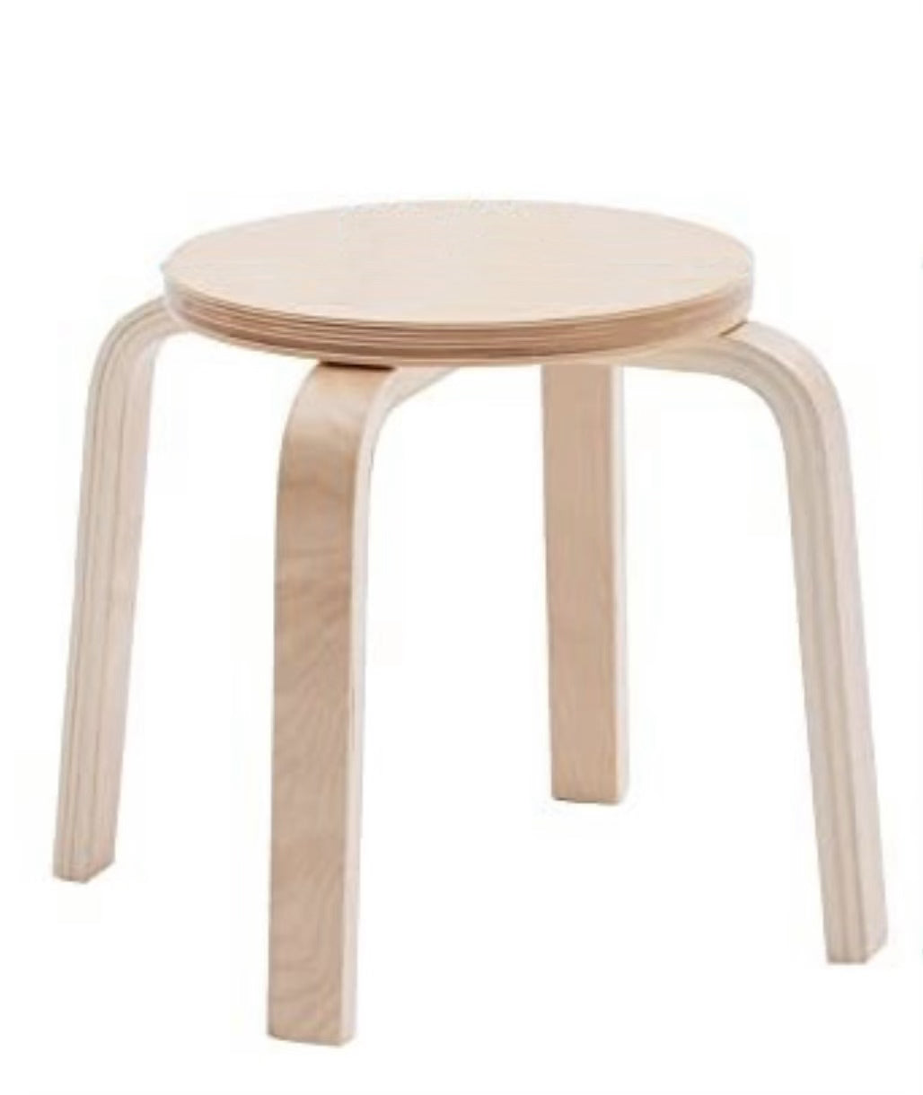 Kids Neutral Round Wooden Stool