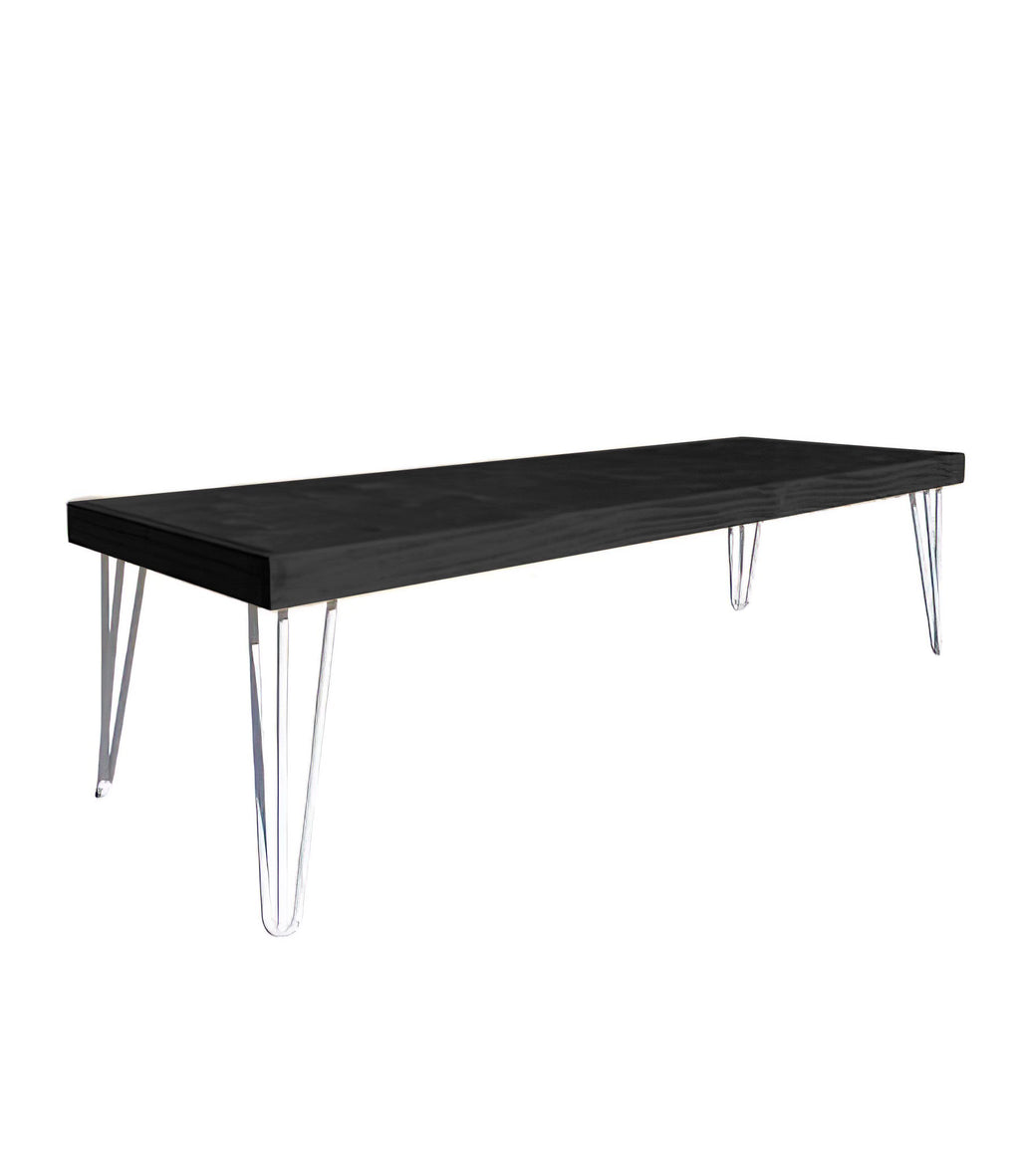 Kids Modern Black Table With White Metal Legs