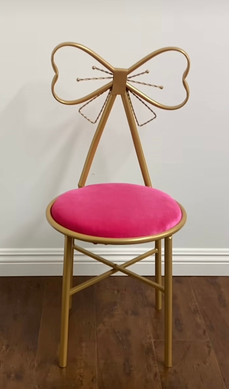 Kids Hot Pink Metal Bow Chair