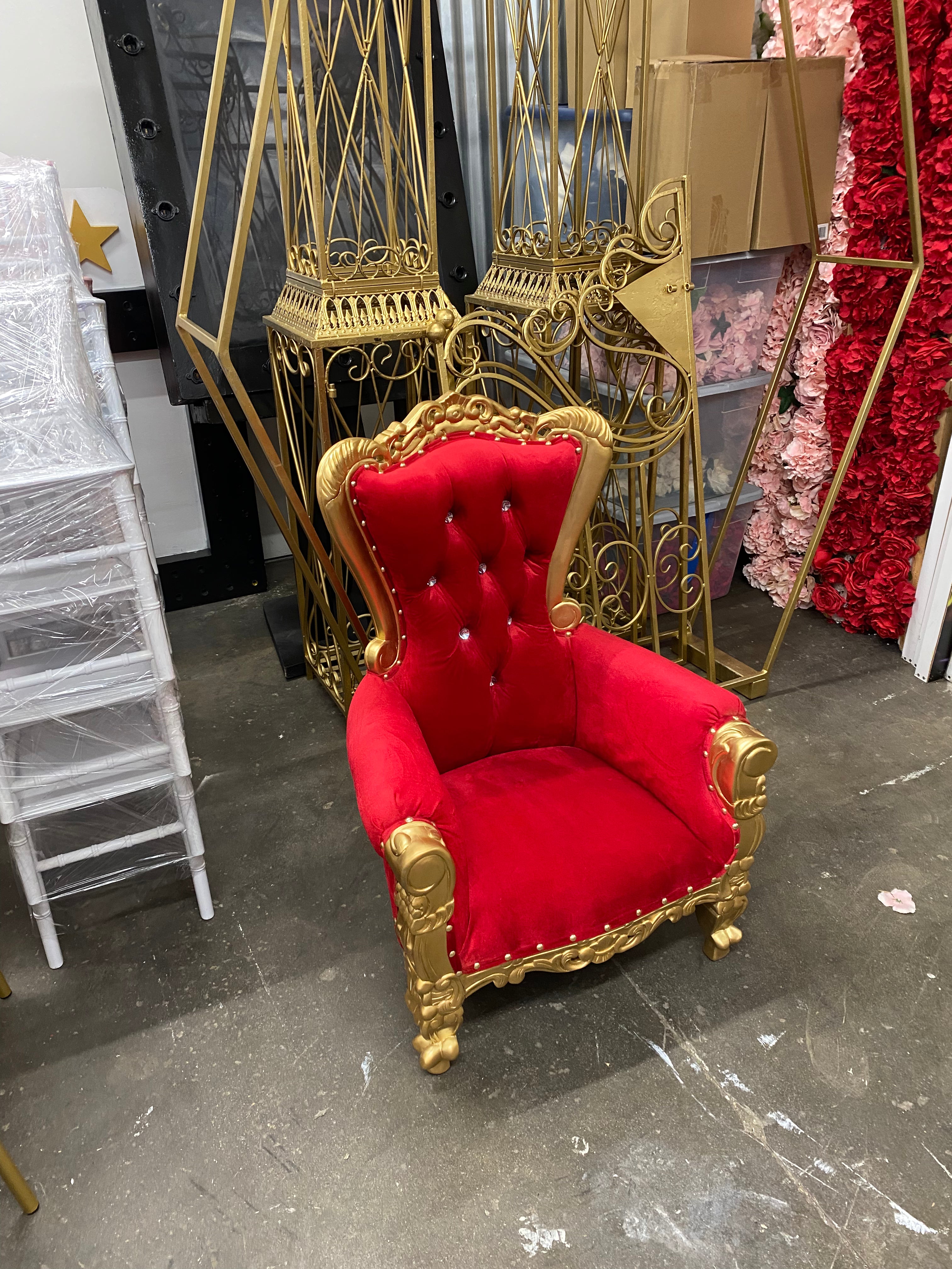 Kids Red/Gold Royal Throne Chair