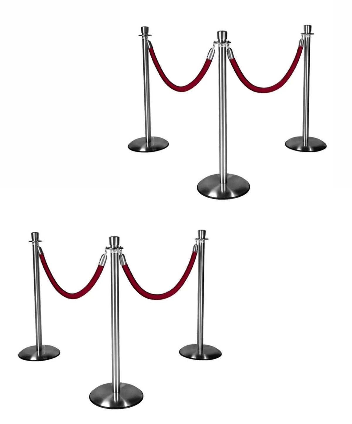Silver Stanchions w/ Burgundy Ropes