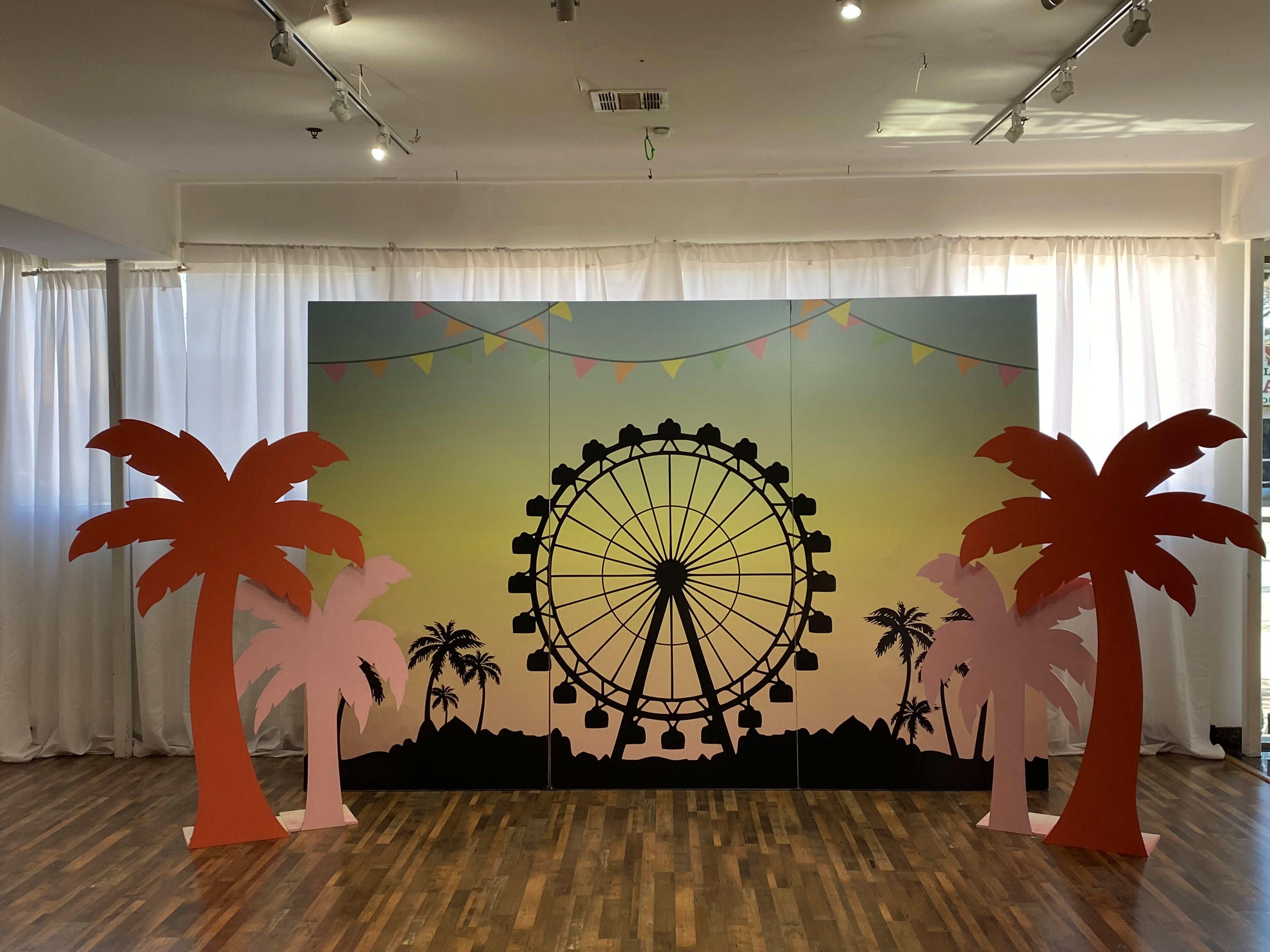 Peach Palm Tree Wood Cut Out Standee