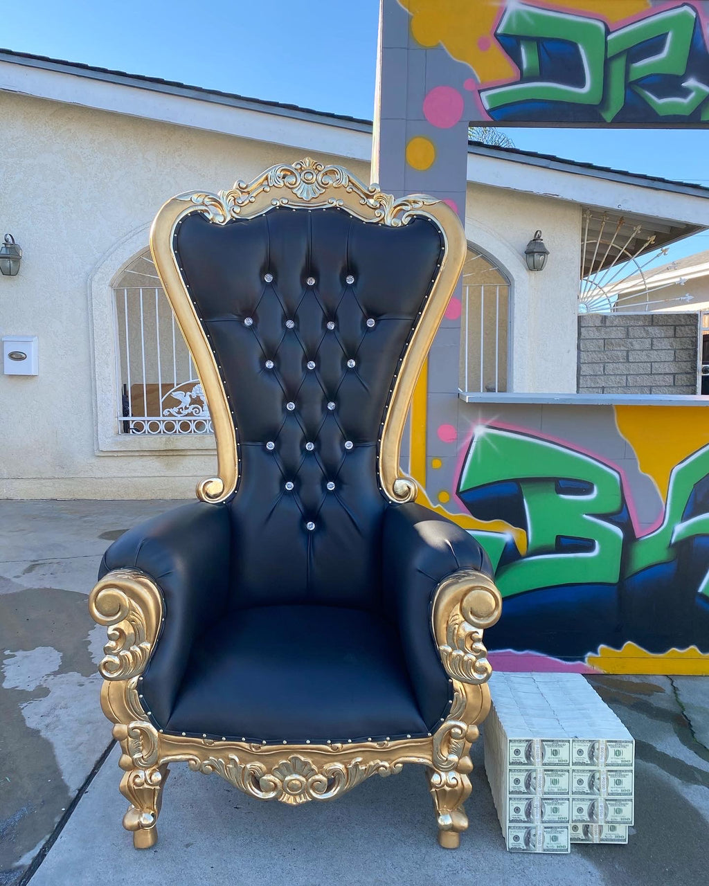 Adult Black/Gold Royal Throne Chair
